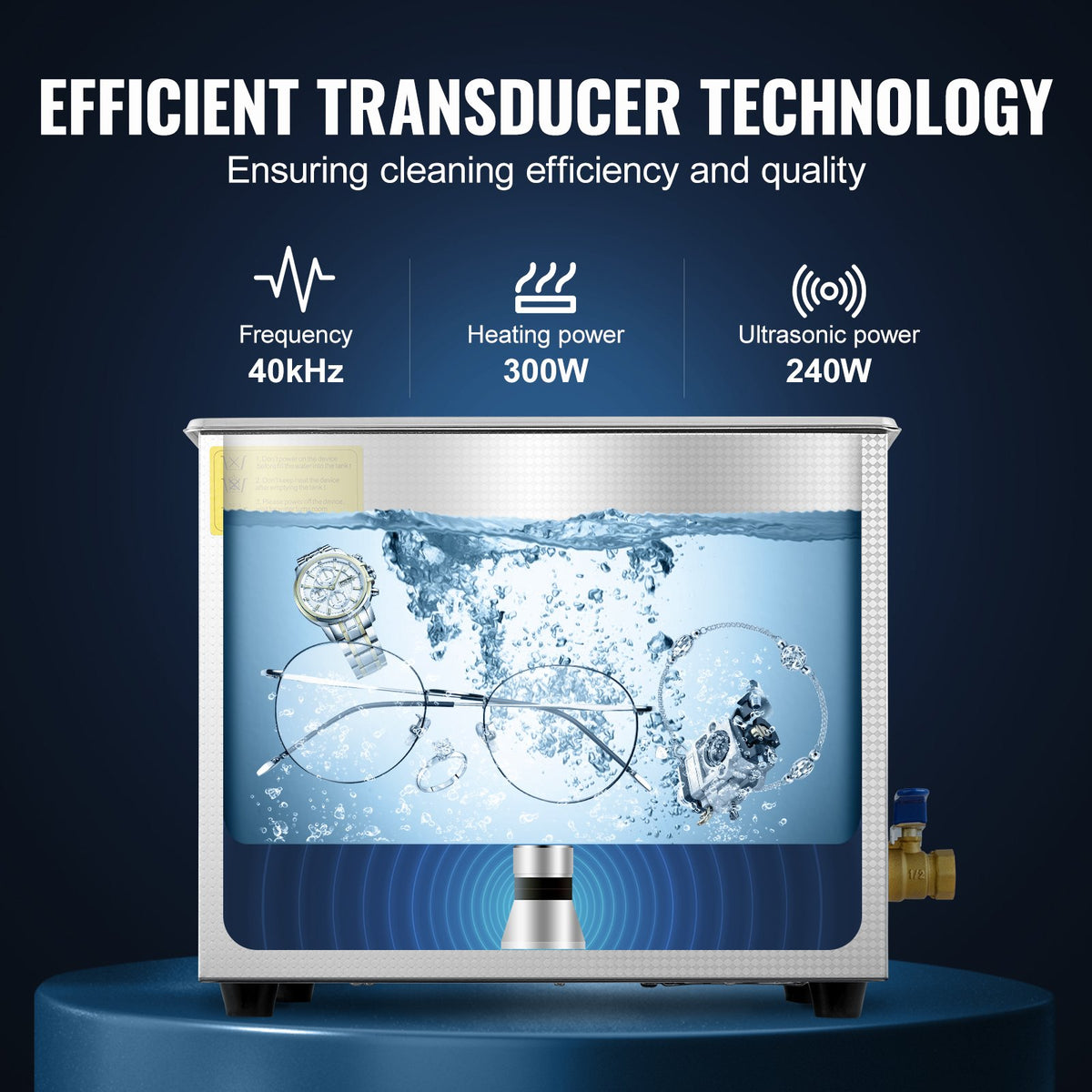 VEVOR Professional Ultrasonic Cleaner, 10 L Ultrasonic Jewelry Cleaner with Digital Timer & Heater, Stainless Steel Industrial Sonic Cleaner 40kHz for Glasses, Watches, Rings, Small Parts