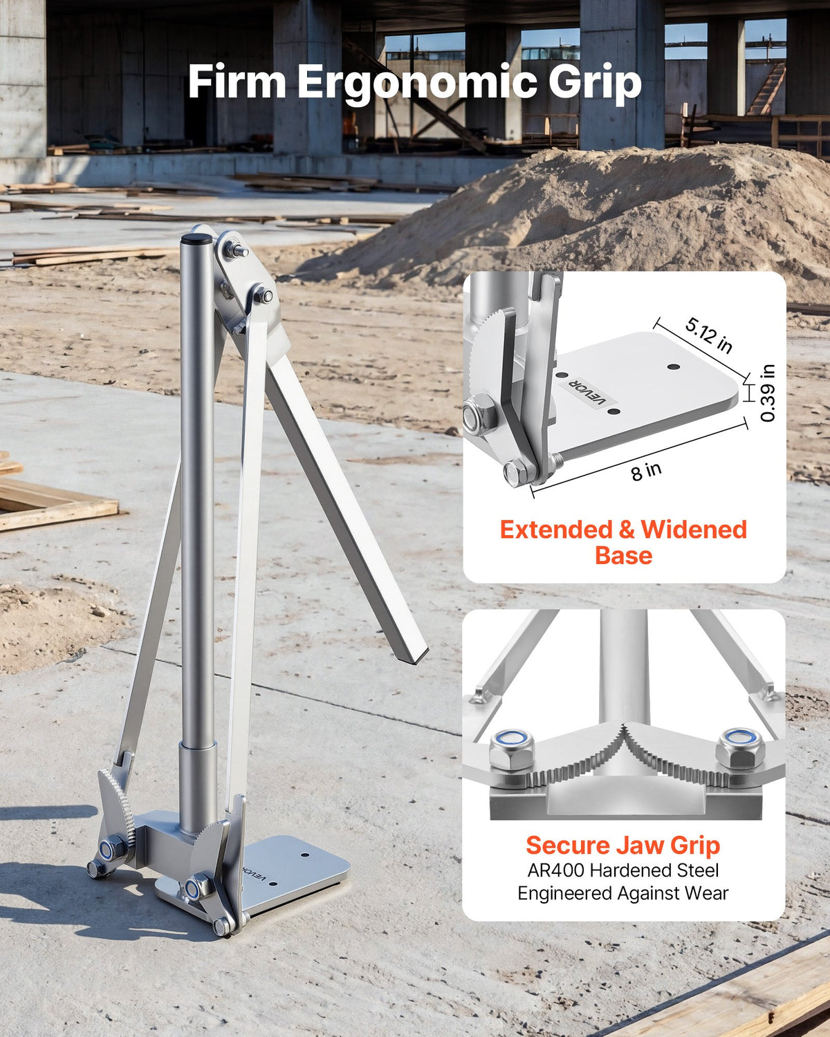 VEVOR T Post Puller, 90 mm Max Clamping Width, Heavy-Duty Steel Jaw Grip, Powder-Coated Finish, Easy to Store, Labor-Saving Fence T-Post Remover Tool for Rebar Stakes, Wood Stakes, and Road Signs