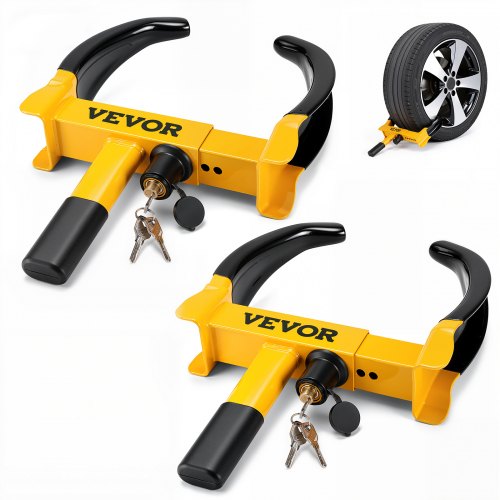 VEVOR Wheel Lock, 2 Packs Universal Wheel Clamp Lock, Adjustable Anti Theft Trailer Lock Wheel Clamp, Heavy-duty Steel Tire Lock for ATV RV SUV Car Golf Cart Boats Motorcycles, with 6 Keys
