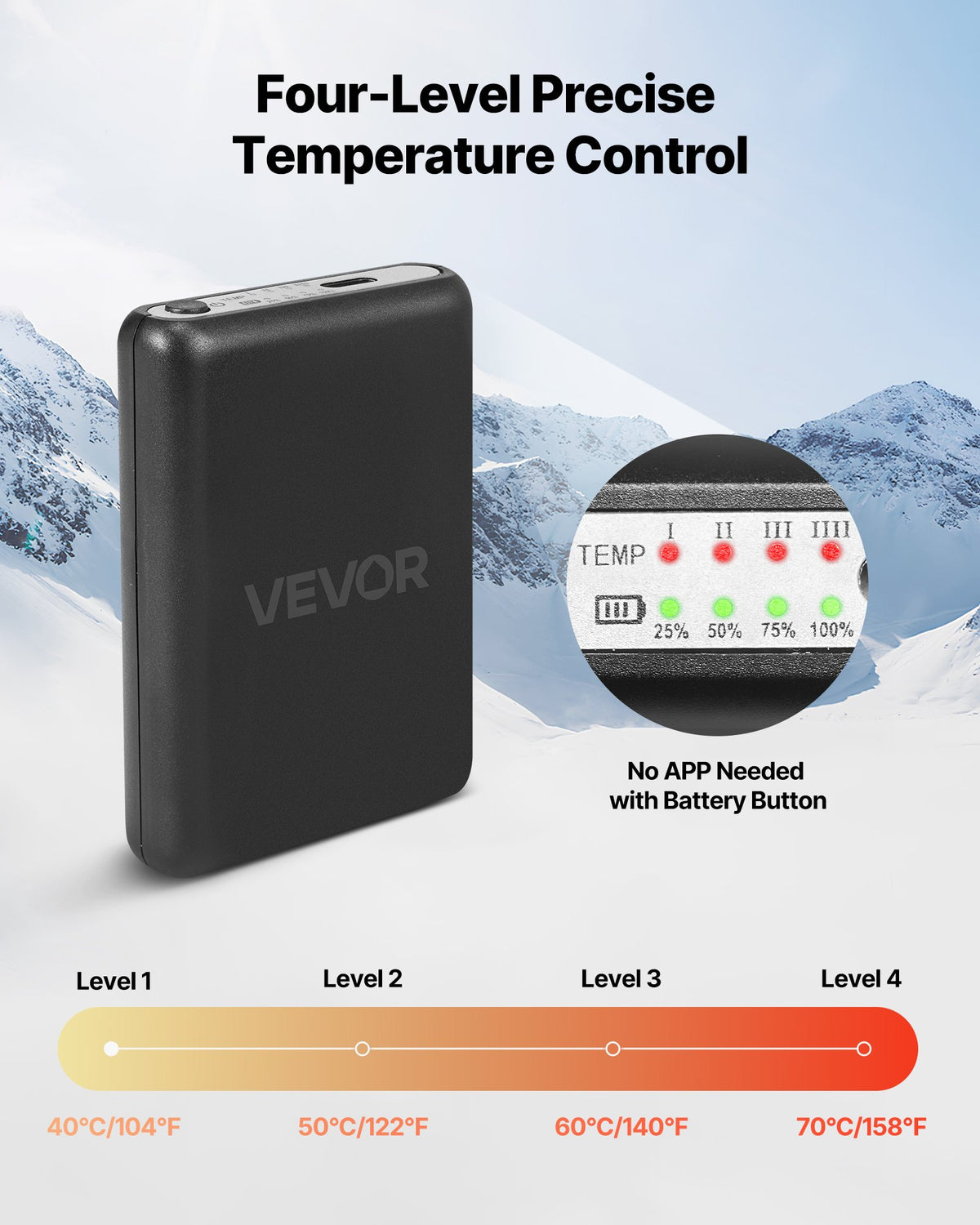VEVOR Heated Socks, 5000mAh Battery Powered, Rechargeable Heating Socks with 4 Heating Levels, Electric Heated Sock with APP Control for Men Women, Foot Warmer for Hunting Riding Camping Hiking