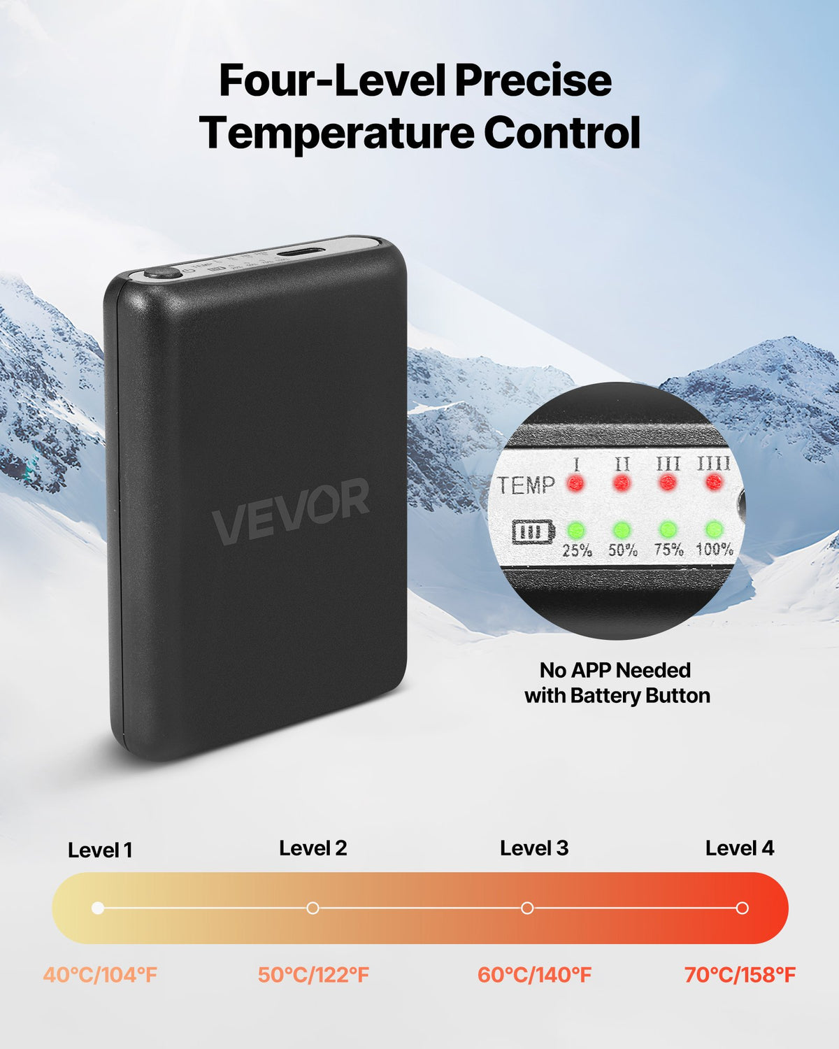 VEVOR Heated Socks, 6000mAh Battery Powered, Rechargeable Heating Socks with 4 Heating Levels, Electric Heated Sock with APP Control for Men Women, Foot Warmer for Hunting Riding Camping Hiking