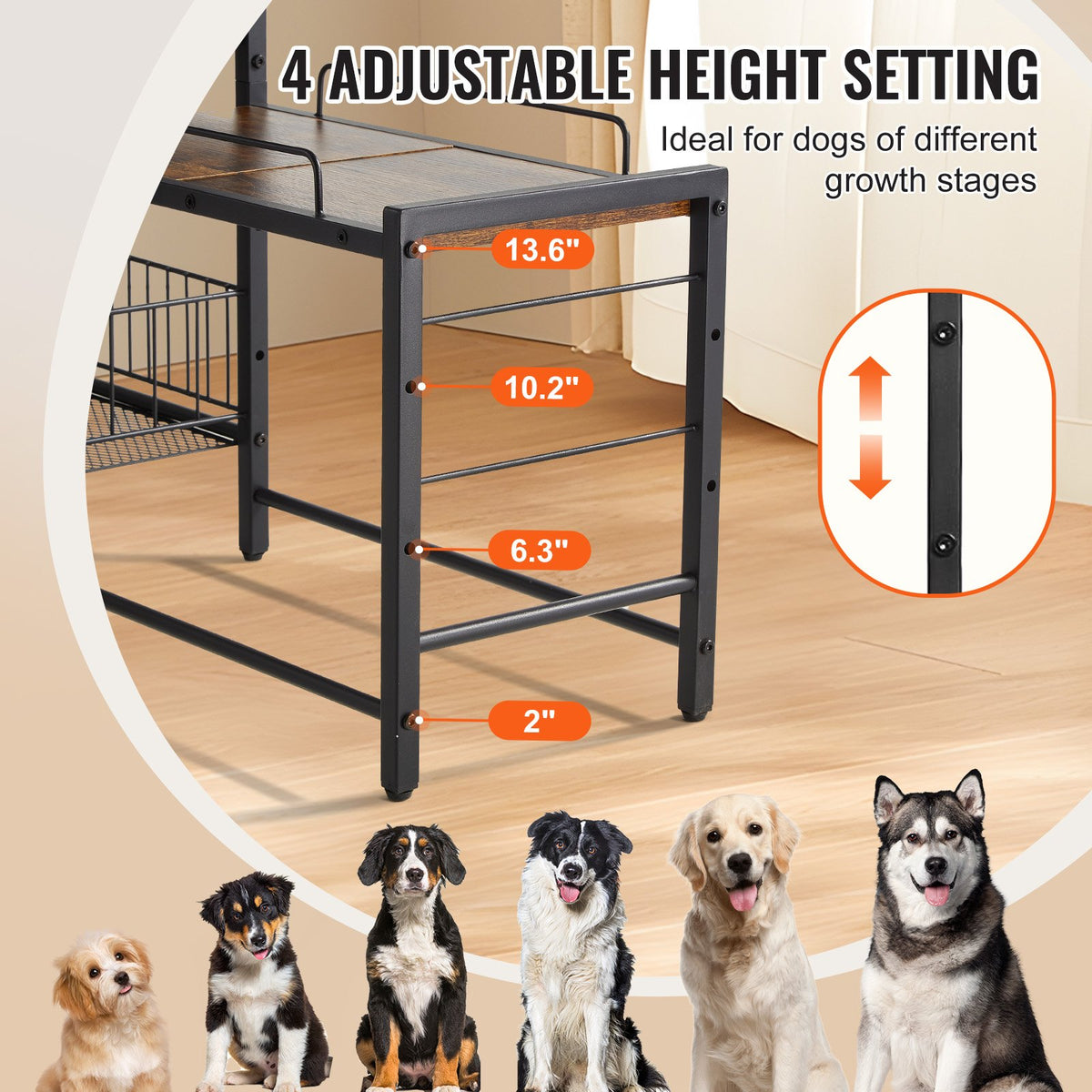 VEVOR Pet Feeding Station with Storage, Elevated Dog Bowls, Raised Dog Bowl Stand, Dog Food Storage and Feeder Station with Storage Shelves, Pet Toy Storage Organizer, for Large Medium Small Dogs