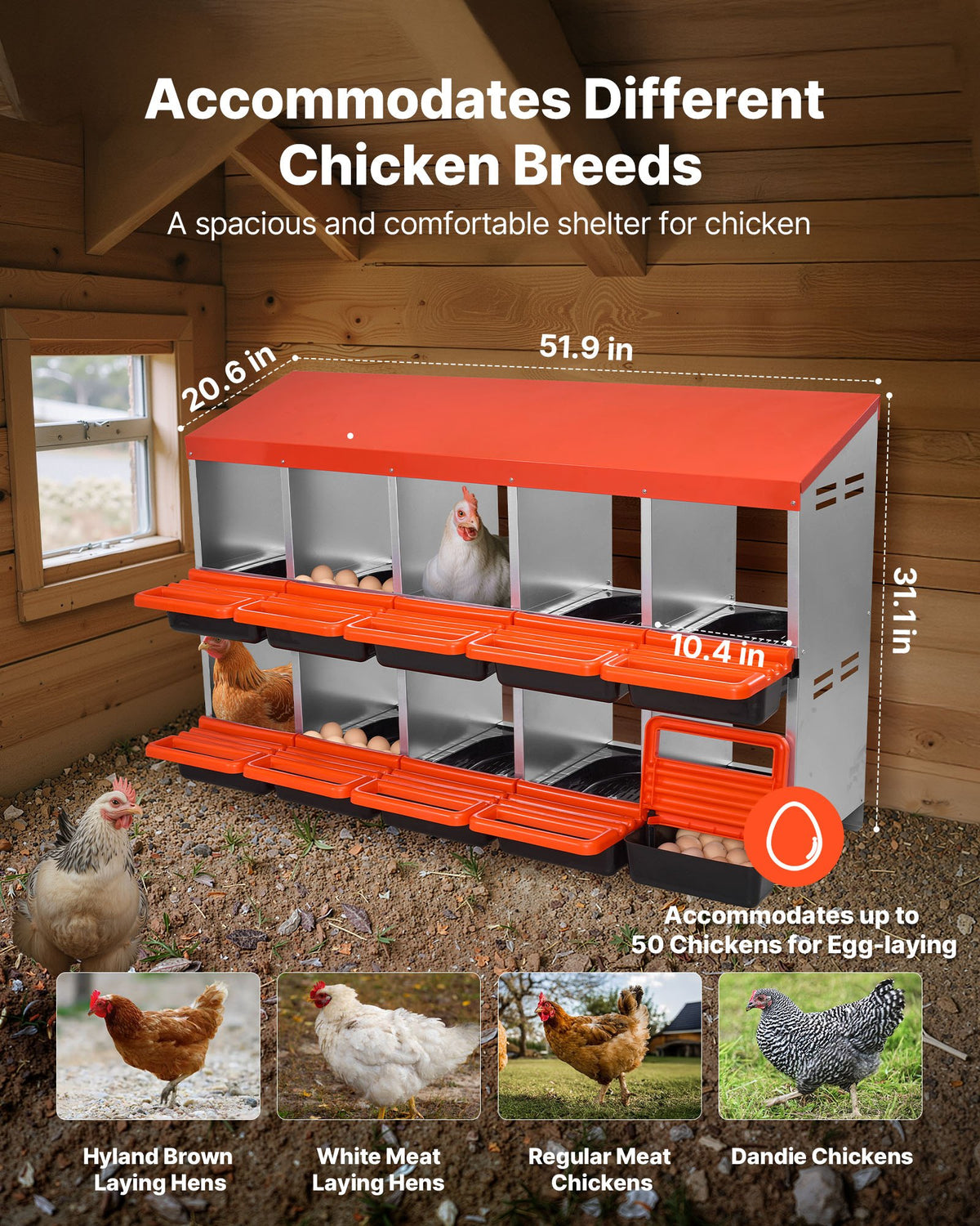 VEVOR 2 Tiers Chicken Nesting Boxes
