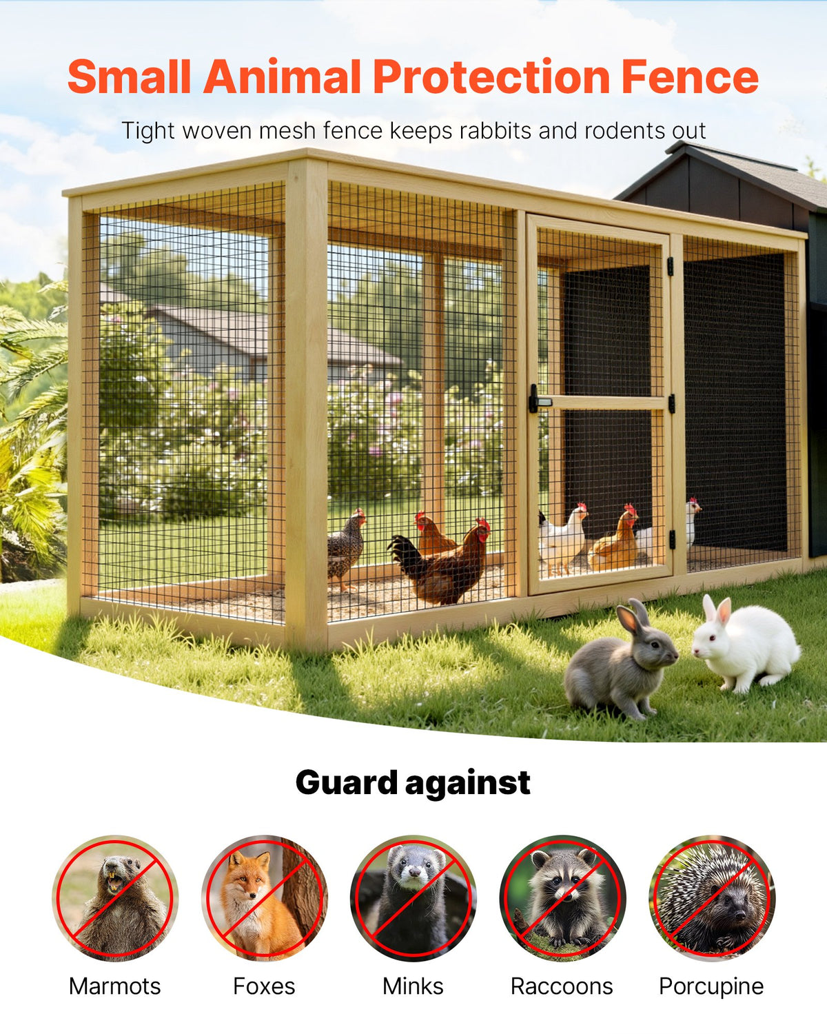 VEVOR Hardware Cloth 91cm x 7.62m, 2 x 3 in Mesh 16 Gauge Galvanized Wire Mesh Roll, Weather-Resistant Vinyl Coated Chicken Wire Fencing, Heavy Duty Welded Garden Plant Fencing for Rabbit Cage Snake