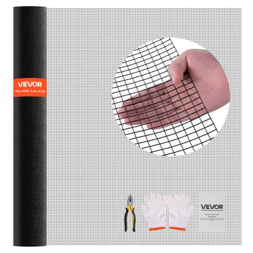 VEVOR Hardware Cloth 183cm x 30.4m, 1/2 in 19 Gauge Galvanized Wire Mesh Roll, Weather-Resistant Vinyl Coated Chicken Wire Fencing, Heavy Duty Welded Garden Plant Fencing for Rabbit Cage Snake Fence