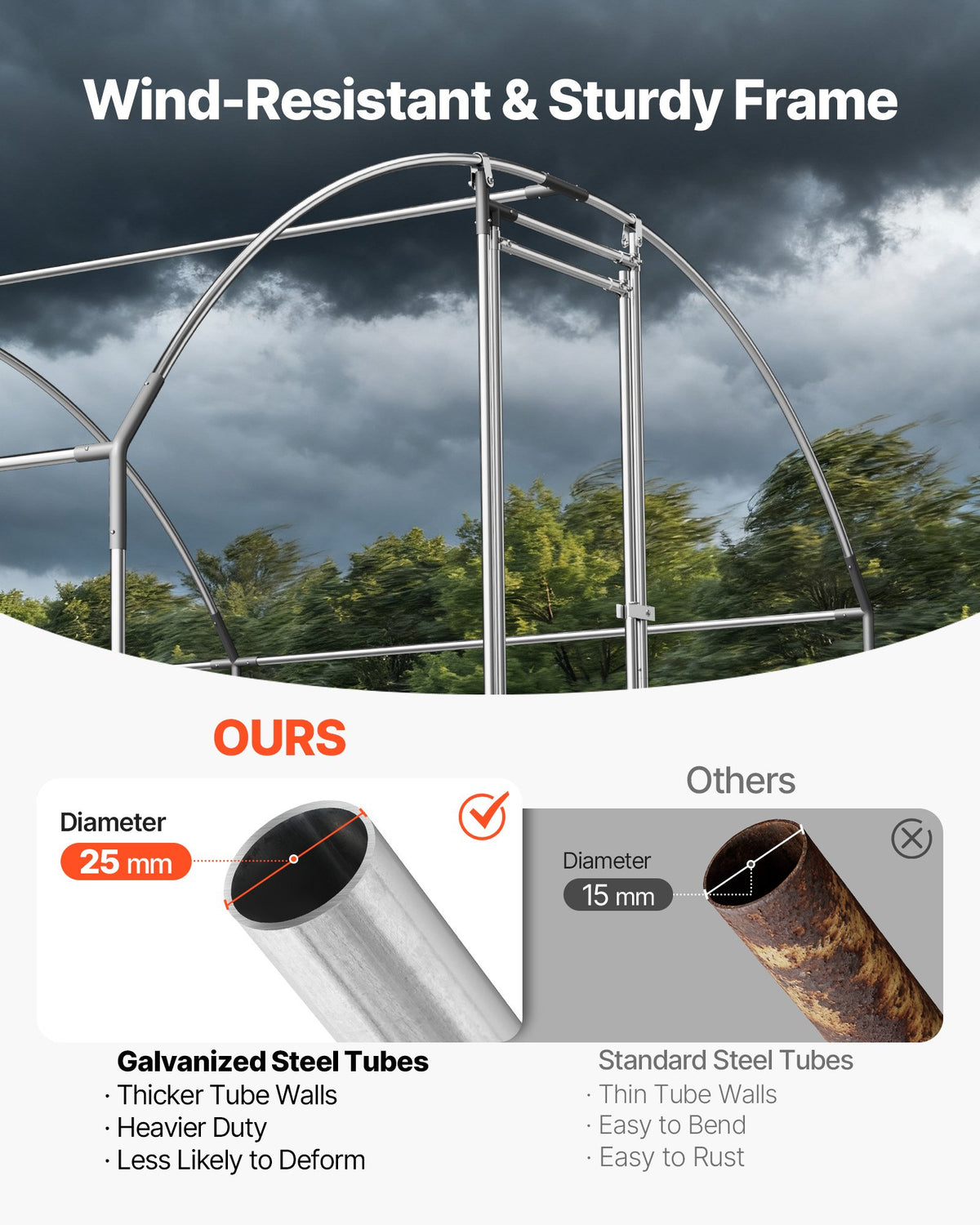 VEVOR Large Metal Chicken Coop, 3 x 6 x 2 m, Walk-in Chicken Runs with Waterproof Cover, Dome Roof Hen House Enclosure with Lock, Outdoor Duck Rabbit Cage Poultry Pen for Backyard, Farm, Yard Use