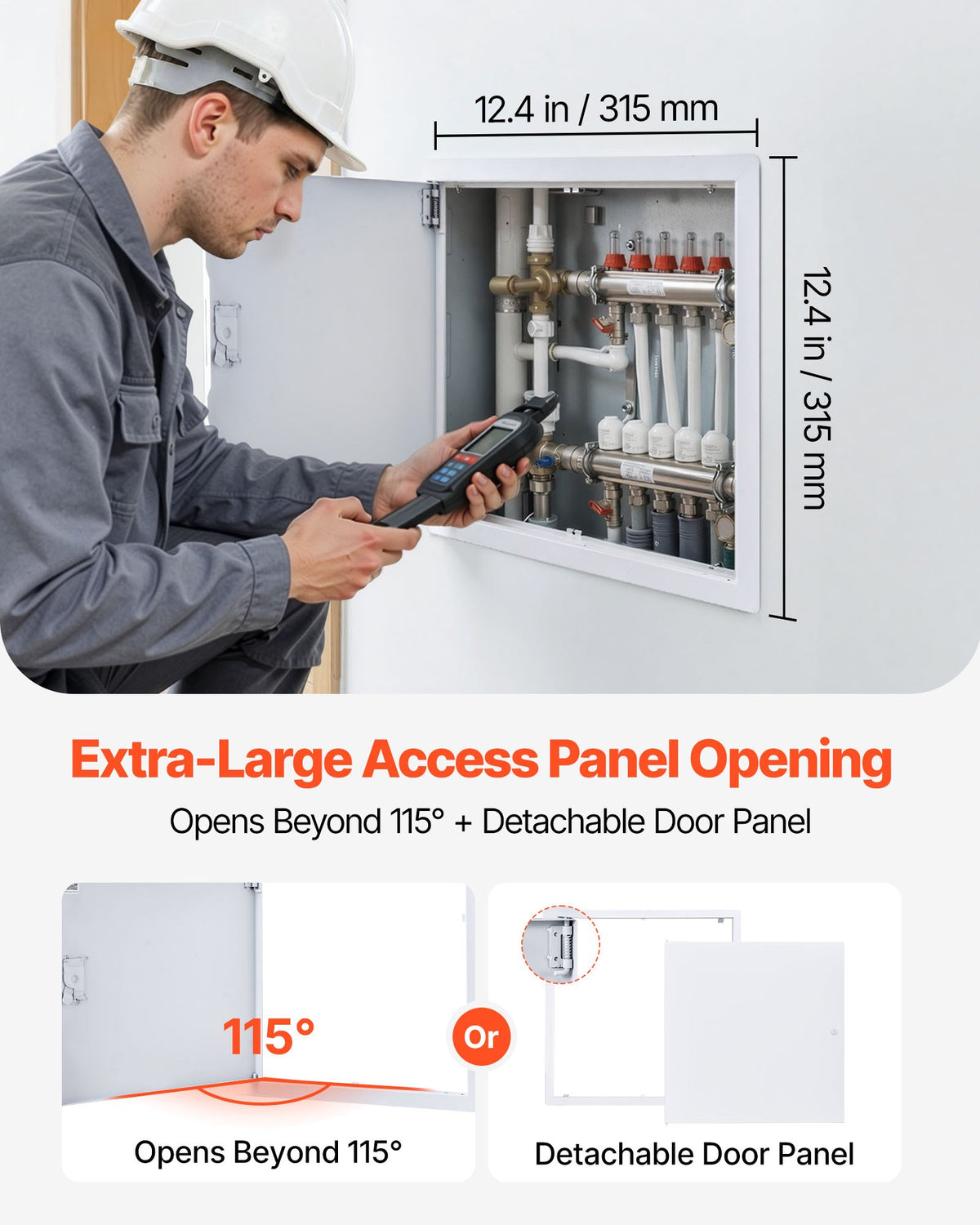 VEVOR Access Panel for Drywall, 34x34 cm Galvanized Steel Access Door, Easy Install Hinged Service Panel with Screwdriver Latch, for Ceiling Plumbing Electrical, 32x32 cm Cutout Size White