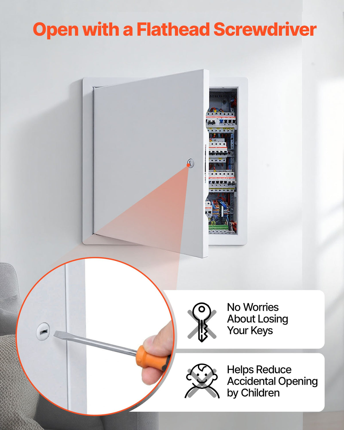 VEVOR Access Panel for Drywall, 34x34 cm Galvanized Steel Access Door, Easy Install Hinged Service Panel with Screwdriver Latch, for Ceiling Plumbing Electrical, 32x32 cm Cutout Size White
