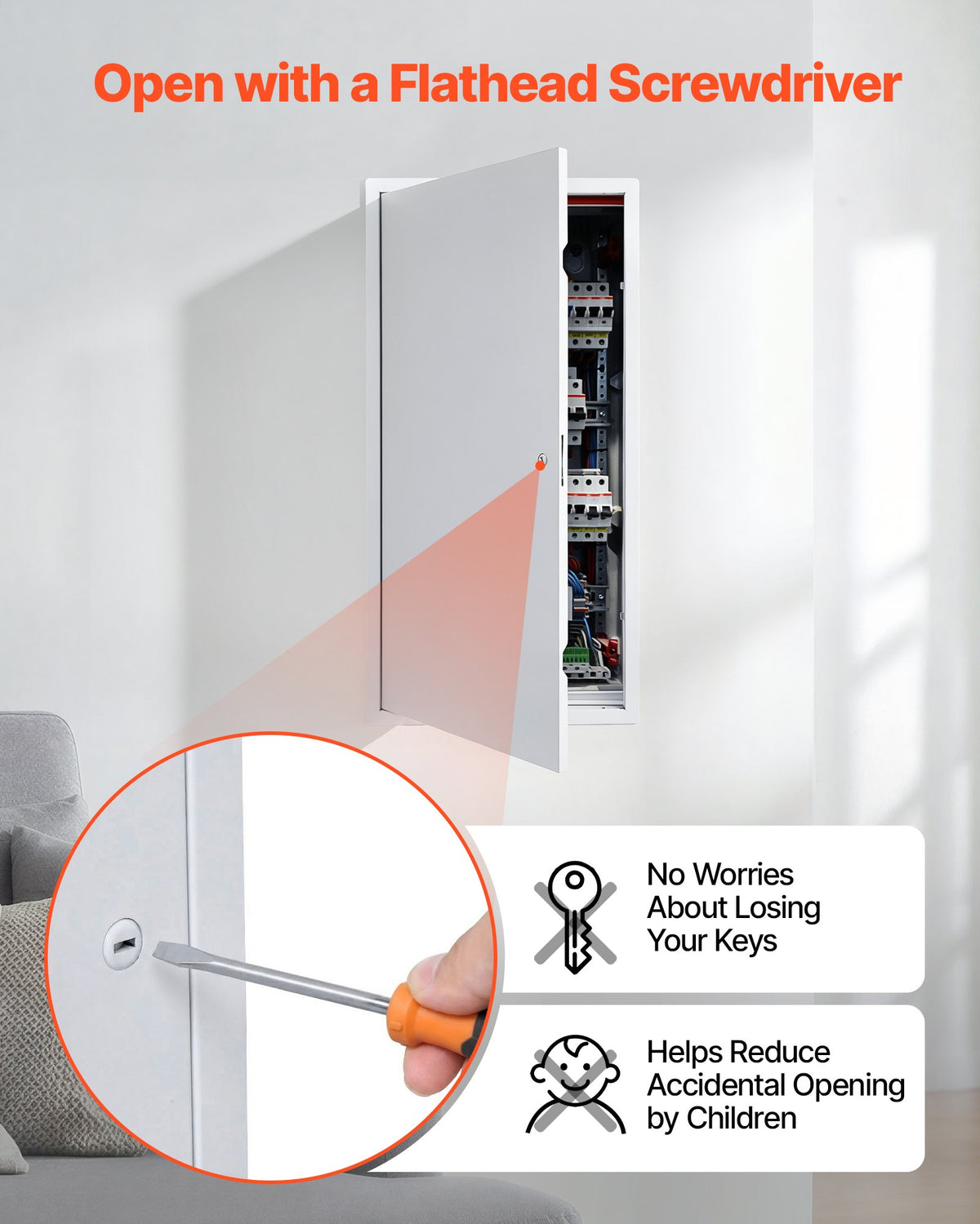 VEVOR Access Panel for Drywall, 77x39 cm Galvanized Steel Access Door, Easy Install Hinged Service Panel with Screwdriver Latch, for Ceiling Plumbing Electrical, 37x75 cm Cutout Size White