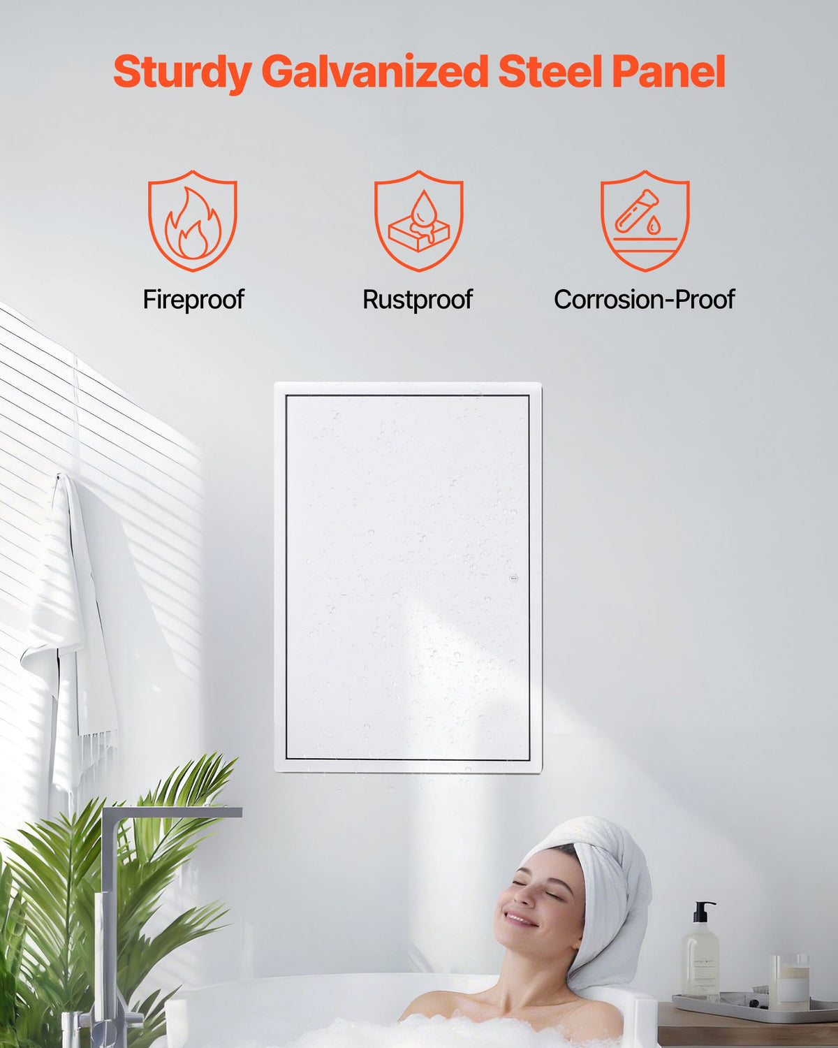 VEVOR Access Panel for Drywall, 64x44 cm Galvanized Steel Access Door, Easy Install Hinged Service Panel with Screwdriver Latch, for Ceiling Plumbing Electrical, 42x62 cm Cutout Size White