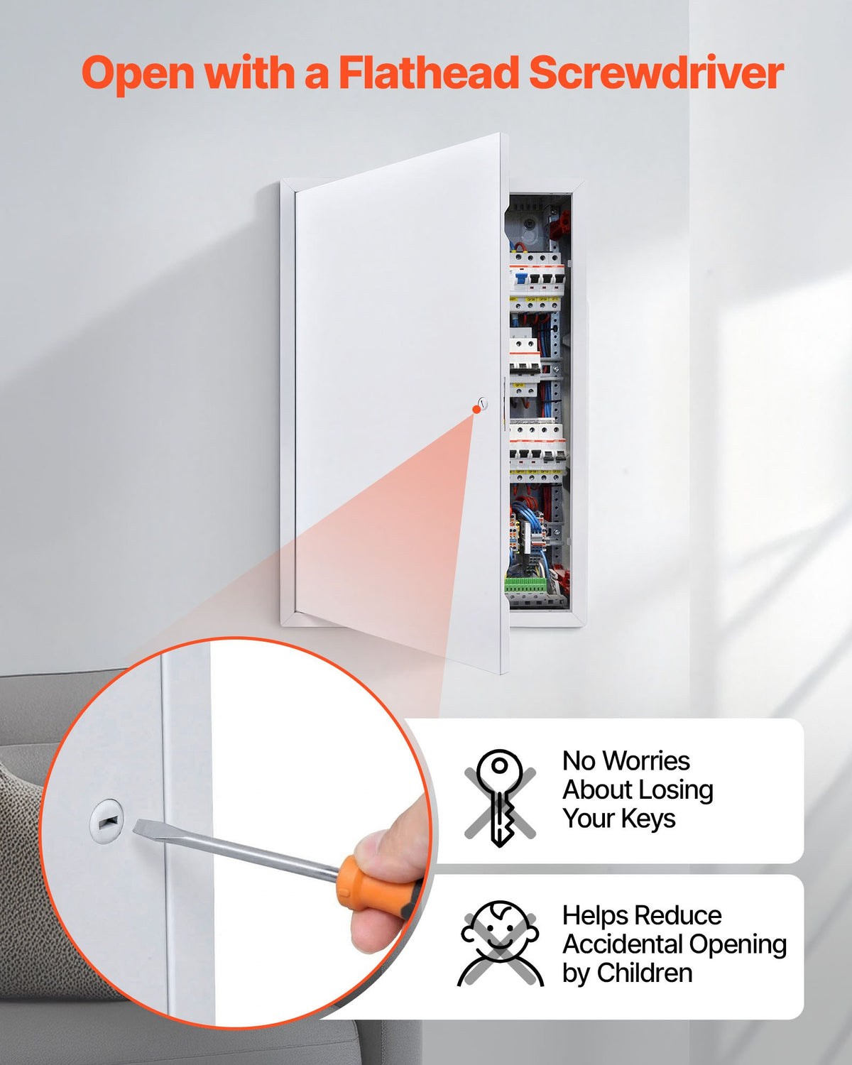 VEVOR Access Panel for Drywall, 64x44 cm Galvanized Steel Access Door, Easy Install Hinged Service Panel with Screwdriver Latch, for Ceiling Plumbing Electrical, 42x62 cm Cutout Size White