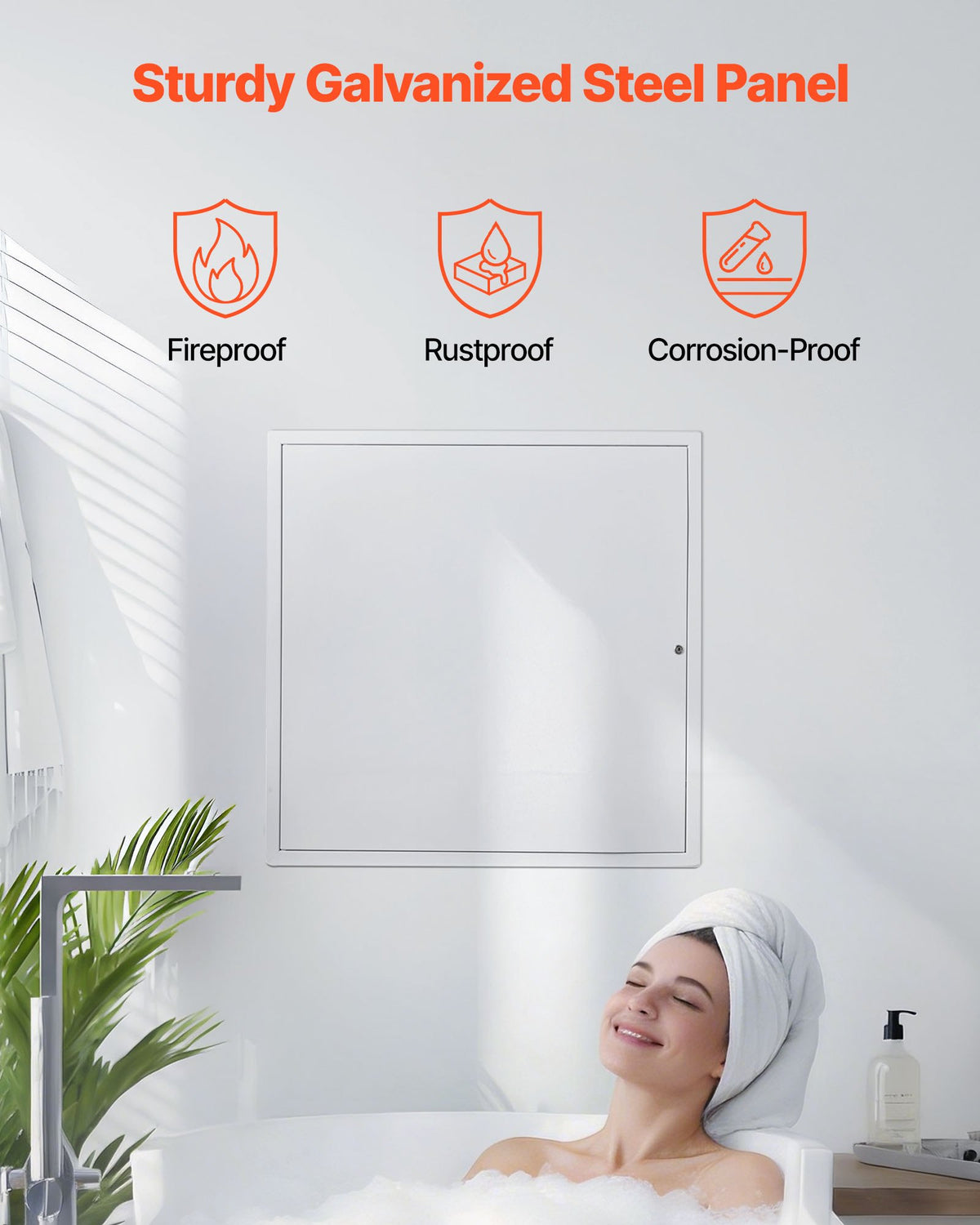 VEVOR Access Panel for Drywall, 64x64 cm Galvanized Steel Access Door, Easy Install Hinged Service Panel with Key, for Ceiling Plumbing Electrical, 62x62 cm Cutout Size White