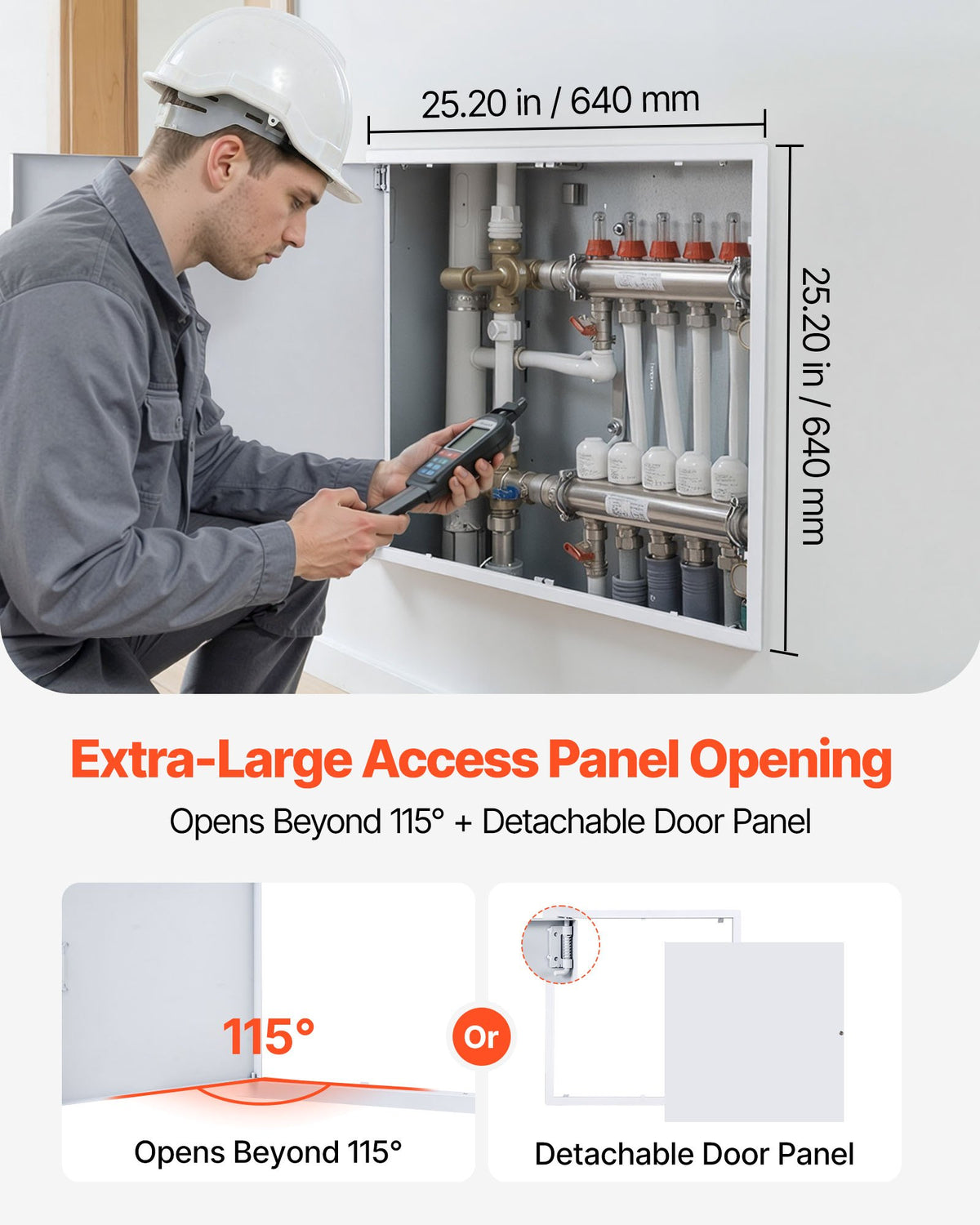 VEVOR Access Panel for Drywall, 64x64 cm Galvanized Steel Access Door, Easy Install Hinged Service Panel with Key, for Ceiling Plumbing Electrical, 62x62 cm Cutout Size White