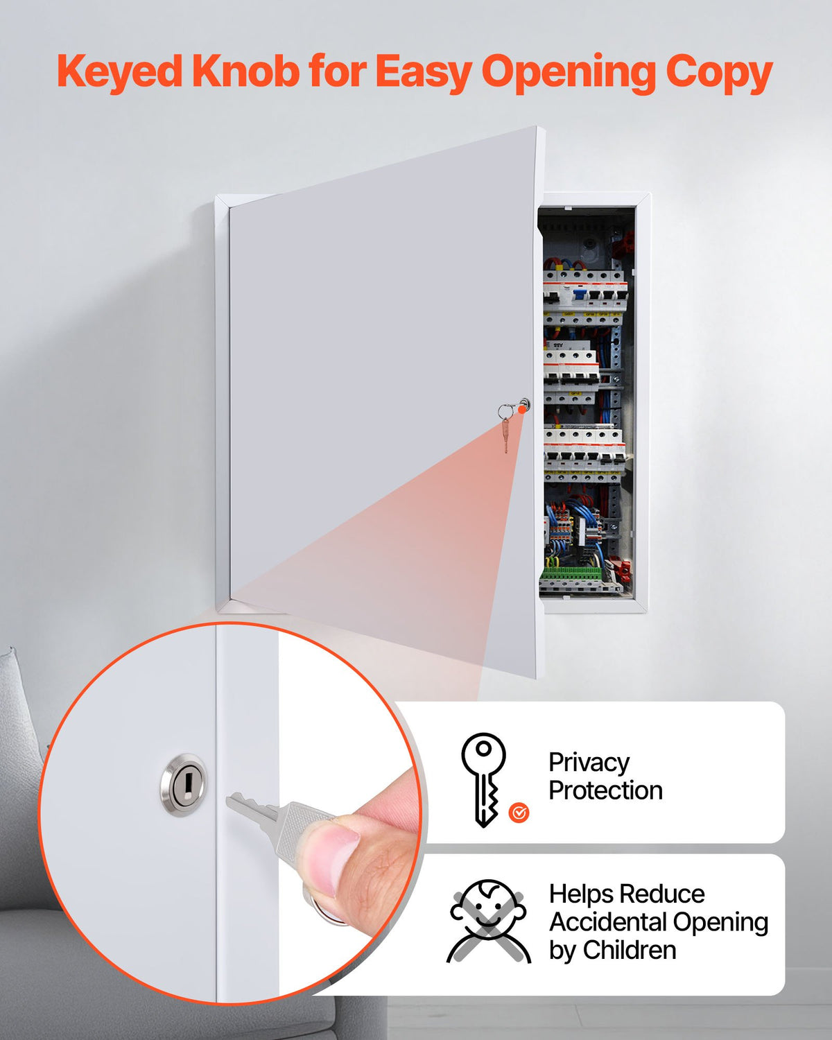 VEVOR Access Panel for Drywall, 64x64 cm Galvanized Steel Access Door, Easy Install Hinged Service Panel with Key, for Ceiling Plumbing Electrical, 62x62 cm Cutout Size White