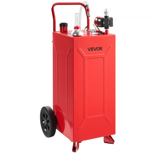 VEVOR 113.6L Fuel Gas Caddy, Carbon Steel, Portable Fuel Transfer Storage Tank with Electric Pump and 2 Wheels, Gasoline Diesel Can Container, for Cars, Lawn Mowers, ATVs, Boats, Motorcycles, Red