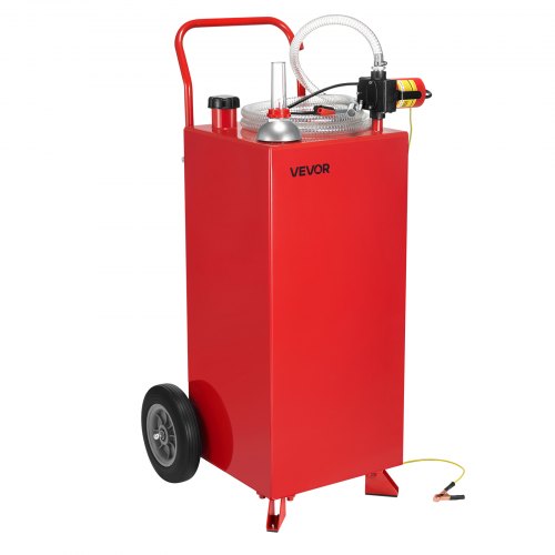 VEVOR 30 Gallon Fuel Caddy, Max Flow 32L/min, Gasoline & Diesel Fuel Tank with Electric Pump, Portable Fuel Storage Tank with 2 Wheels & 10 ft Hose, Gas Caddy for ATV Car Mowers Boat Motorcycle