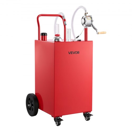 VEVOR 151.4L Fuel Gas Caddy, Carbon Steel, Portable Fuel Transfer Storage Tank with Manual Pump & 4 Rolling Wheels, Gasoline Diesel Can Container, for Cars, Lawn Mowers, ATVs, Boats, Motorcycles, Red