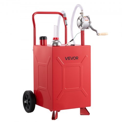 VEVOR 75.7L Fuel Gas Caddy, Carbon Steel, Portable Fuel Transfer Storage Tank with Manual Pump & Rolling Wheels, Gasoline Diesel Can Container, for Cars, Lawn Mowers, ATVs, Boats, Motorcycles, Red