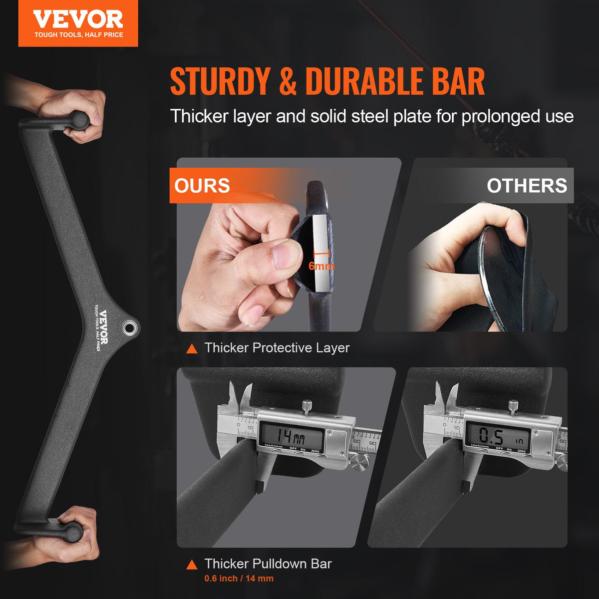 VEVOR LAT Pulldown Attachment, Cable Machine Rowing V-bar Attachment, Tricep Pull Down Bar, Back Strength Training Rubber Coated Handle Grip, Bicep Curl Tricep Lat Pulldown Bar for Home Gym Fitness