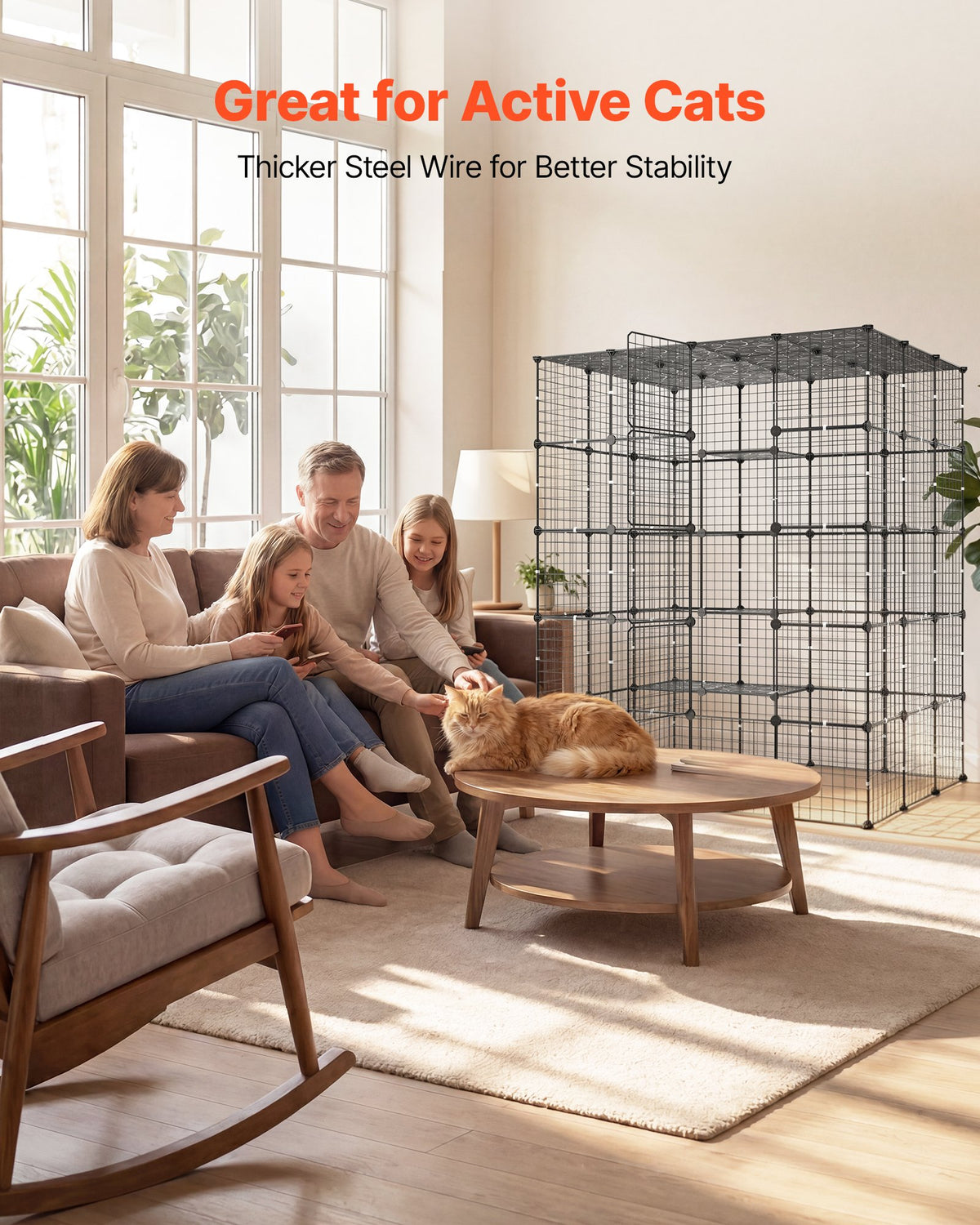 VEVOR Cat Cage 5-Tier 139.7x104.1x175.2 cm DIY Cat Playpen Indoor Enclosure, Detachable Metal Wire Kennel Crate with 5 Doors, Large Exercise Place Ideal for 2-3 Cats, Kittens and Small Animals, Black