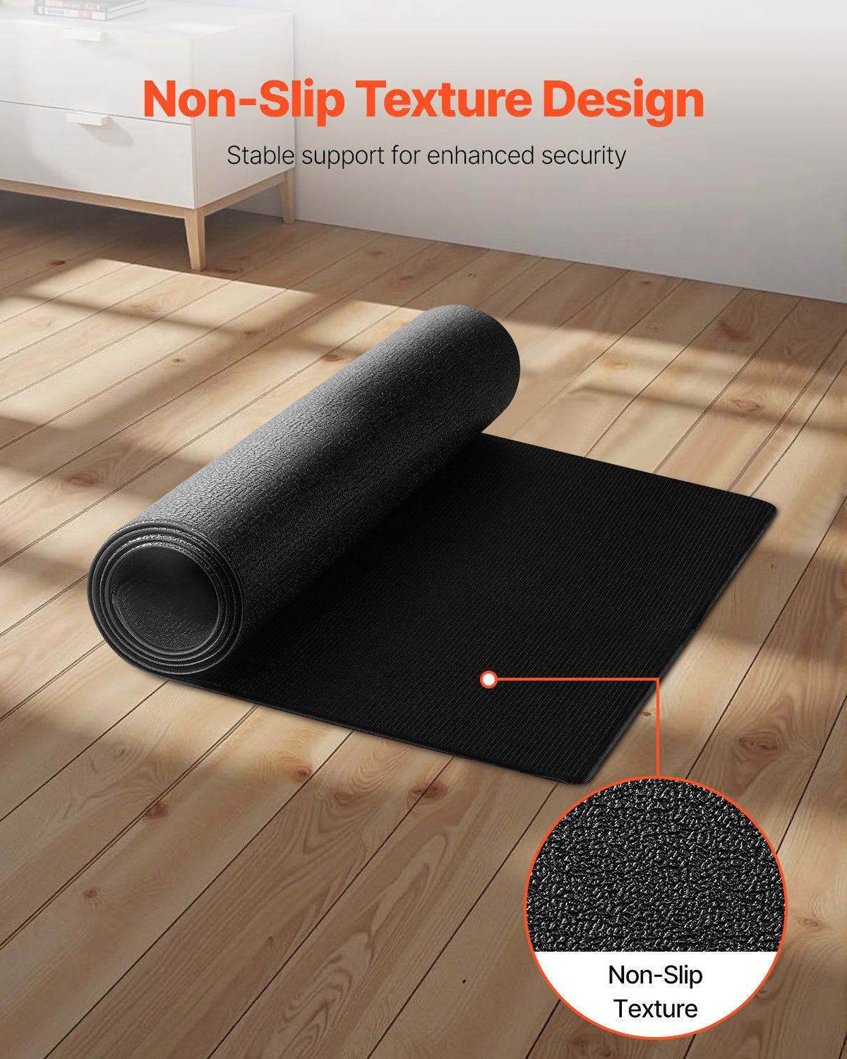 VEVOR Treadmill Mat for Carpet Floor, 600 x 1300 x 4 mm Exercise Equipment Mat for Elliptical and Walking Pad, High Density PVC Floor Protector, Waterproof and Non-slip for Home Gym