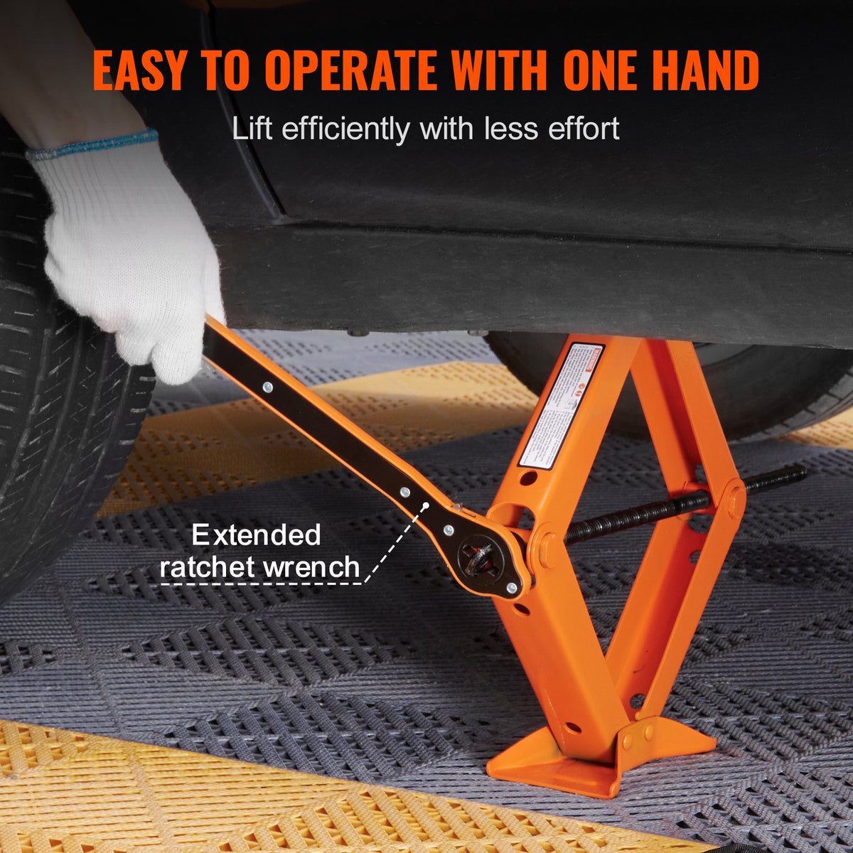 VEVOR Scissor Jack, 2.5 Ton/2500 kg Scissor Car Jack, 9.4 cm-43.4 cm Lifting Range Scissor Lift Jack with Ratcheting Handle and L-Wrench, Portable Tire Jack for Cars Trucks Sedans MPVs