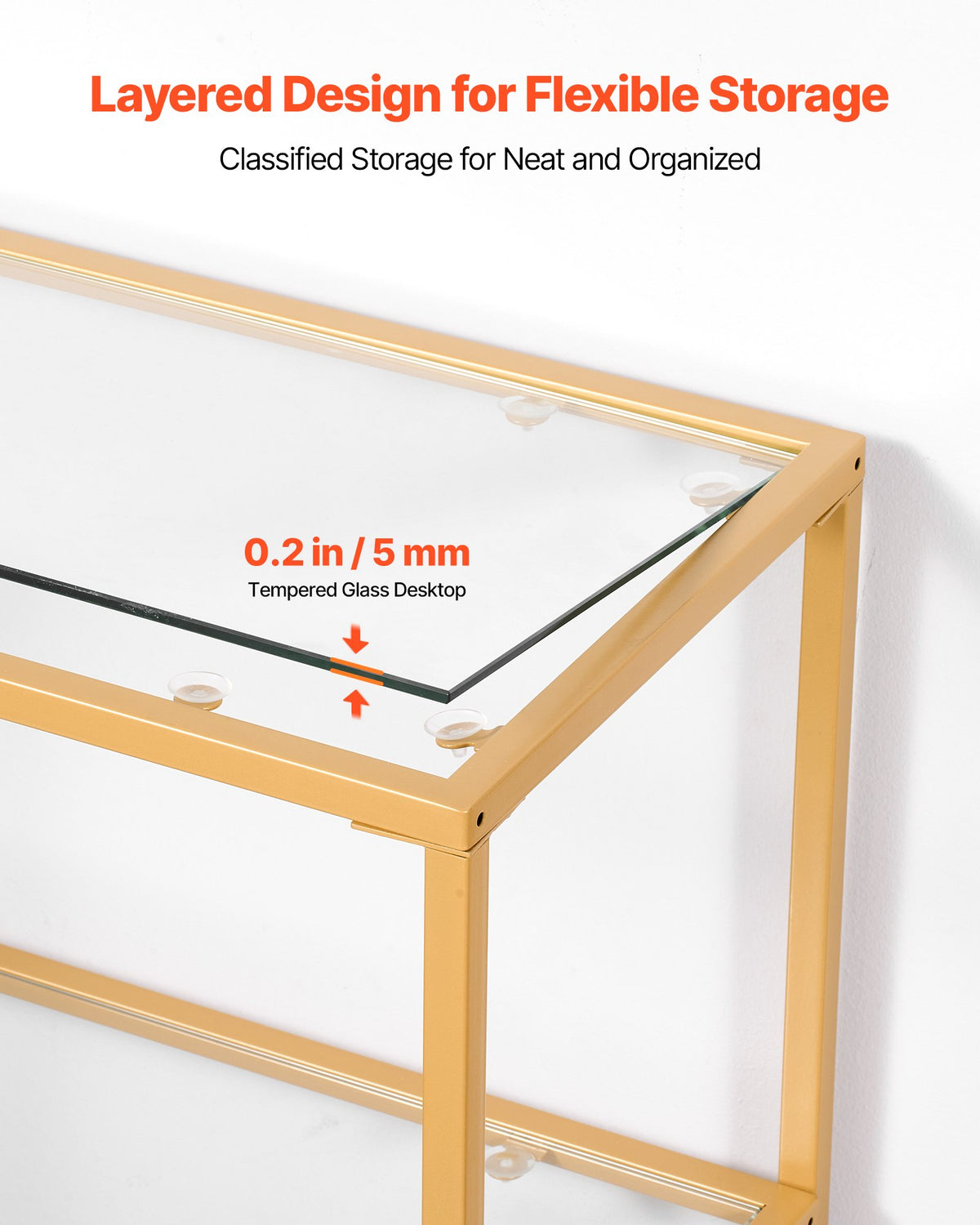 VEVOR 3-Tier Glass Console Table