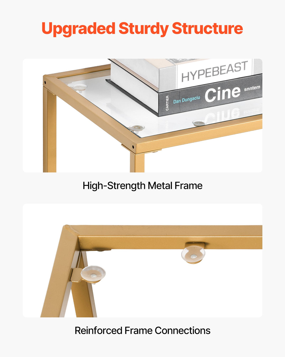 VEVOR 3-Tier Glass Console Table