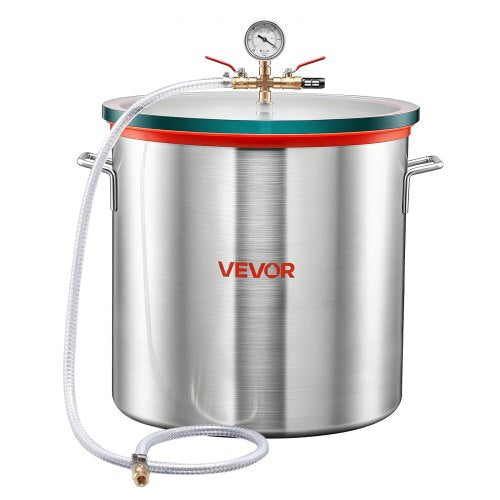 VEVOR 56.8 L Vacuum Chamber, Aluminum Alloy, Vacuum Degassing Chamber with Tempered Glass Lid, Hose, Air Filter, for Resin Casting, Stabilizing Wood, Degassing Silicone, Epoxies, Essential Oils