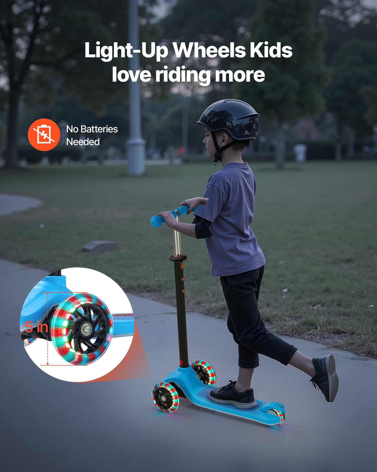 VEVOR Kick Scooter for Kids Ages 3+, 3-Wheel Toddler Scooter with Light-Up Wheels, Adjustable Height Handlebar, Wide Anti-Slip Deck, Lightweight Aluminum Frame for Boys and Girls up to 74.8 kg, Blue