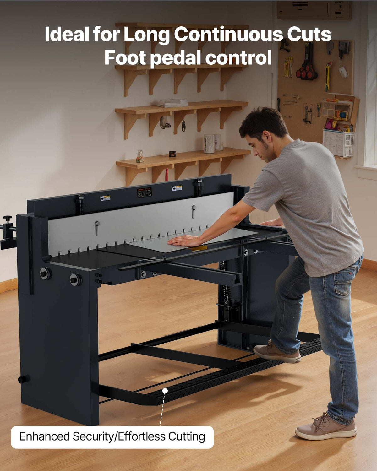 VEVOR Foot Stomp Sheet Metal Shear, 1320 mm Width Manual Floor Shear, with Soild Steel Frame, Adjustable Blade Gap, Material Stops, Foot-Pedal Control for Cutting Steel, Copper, Rebar, and Aluminum