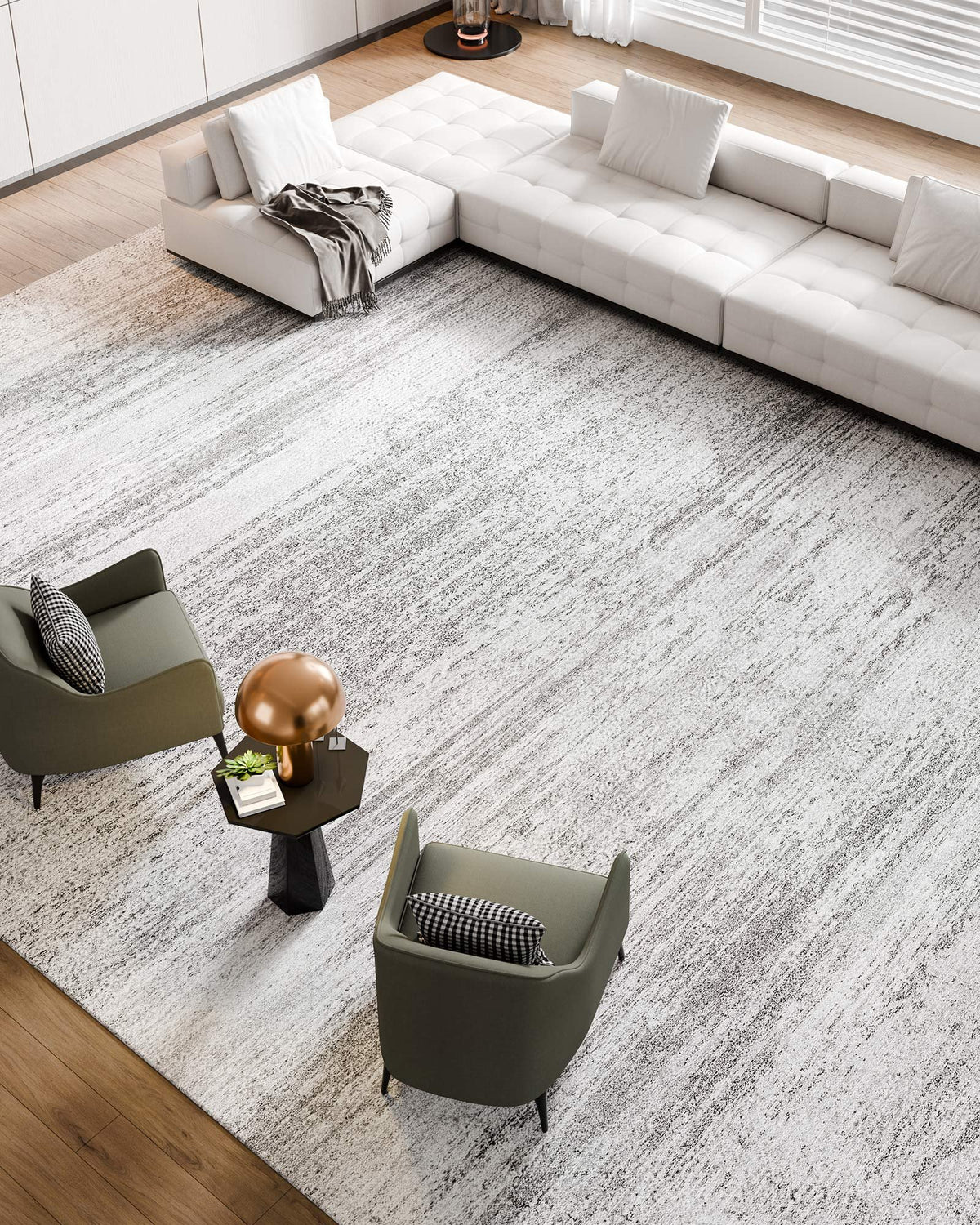 VEVOR Area Rug, 10 x 14 ft Large Washable Rug, Non-Slip and Tear-Resistant Soft Carpet, Pet & Child Friendly Modern Area Rugs, Indoor Mat for Bedroom, Office, Living Room, Kids Room, Entryway, Gray