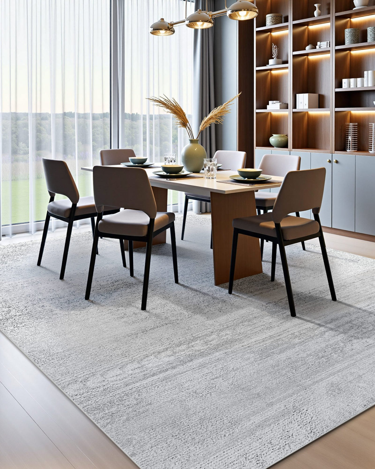 VEVOR Area Rug, 10 x 14 ft Large Washable Rug, Non-Slip and Tear-Resistant Soft Carpet, Pet & Child Friendly Modern Area Rugs, Indoor Mat for Bedroom, Office, Living Room, Kids Room, Entryway, Gray