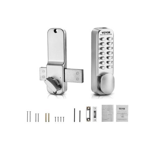 VEVOR Mechanical Keyless Entry Door Lock, 14 Key Mechanical Door Lock, Mechanical Keypad Door Lock with Adjustable Thumb Knob, Single-Side Zinc Alloy Waterproof Keyless Gate Lock, for Home Office