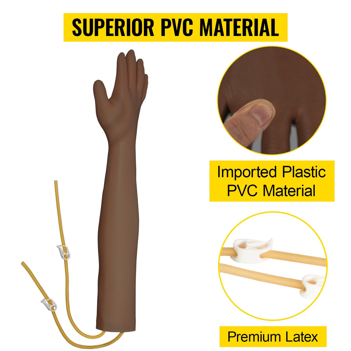 VEVOR Intravenous Practice Arm Kit with Dark Skin Phlebotomy Arm Made of PVC Material Perfect Phlebotomy Gifts For Nurse IV Practice Arm Kit with full accessories(EDUCATIONAL USE ONLY)