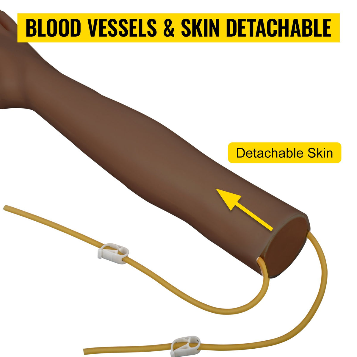 VEVOR Intravenous Practice Arm Kit with Dark Skin Phlebotomy Arm Made of PVC Material Perfect Phlebotomy Gifts For Nurse IV Practice Arm Kit with full accessories(EDUCATIONAL USE ONLY)