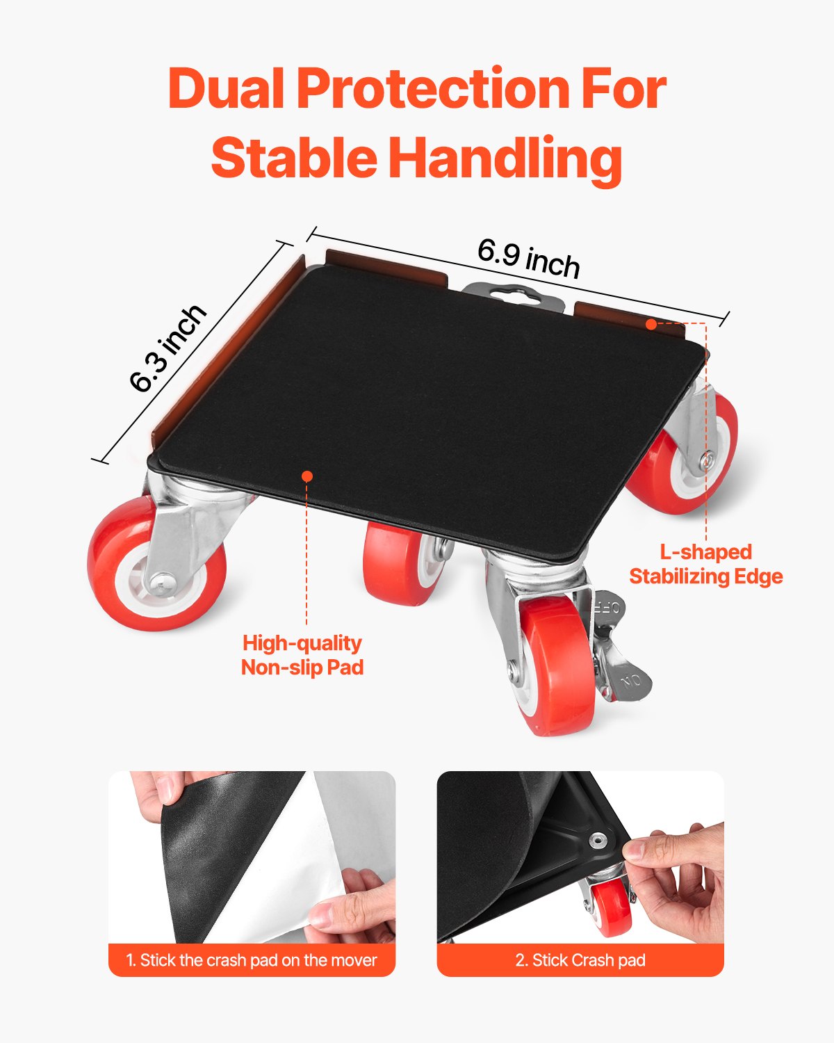 VEVOR Furniture Dolly, Maximum Load 3474 lbs, Heavy Duty Furniture Movers with 5 360° Rotation Wheels, Carbon Steel Panel, Furniture Lift Slider Tool Set for Appliances, Sofa, Fridge, Washing Machine