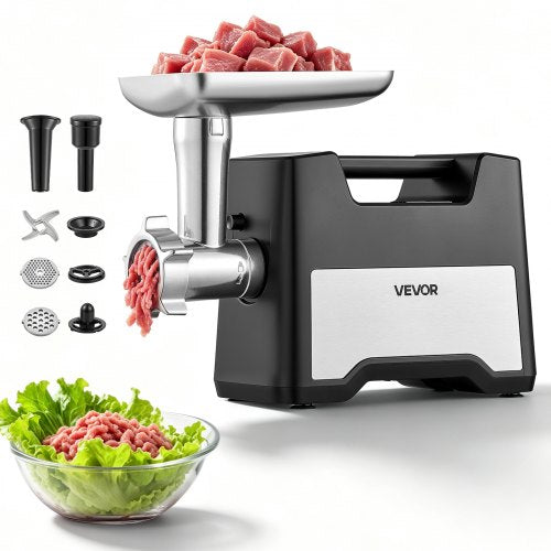 VEVOR Electric Meat Grinder, 1.5-2 kg/min 1200W Max, #5 Home Meat Mincer with 2 Grinding Plates, Sausage Stuffing Tube & Kubbe Kit, 500W Stainless Steel Sausage Maker for Home Kitchens