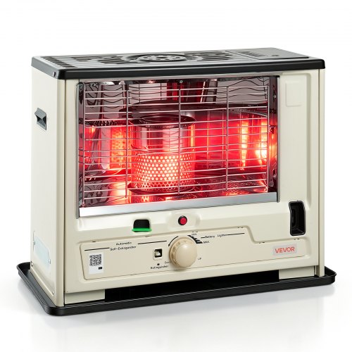 VEVOR Cordless Radiant Kerosene Heater, 10000 BTU Portable Space Heater, for Home, Garage, Camping, Workshop, Emergency, Outdoor Activity, with Flame Control, Tip-Over Shutoff, Funnel, Batteries