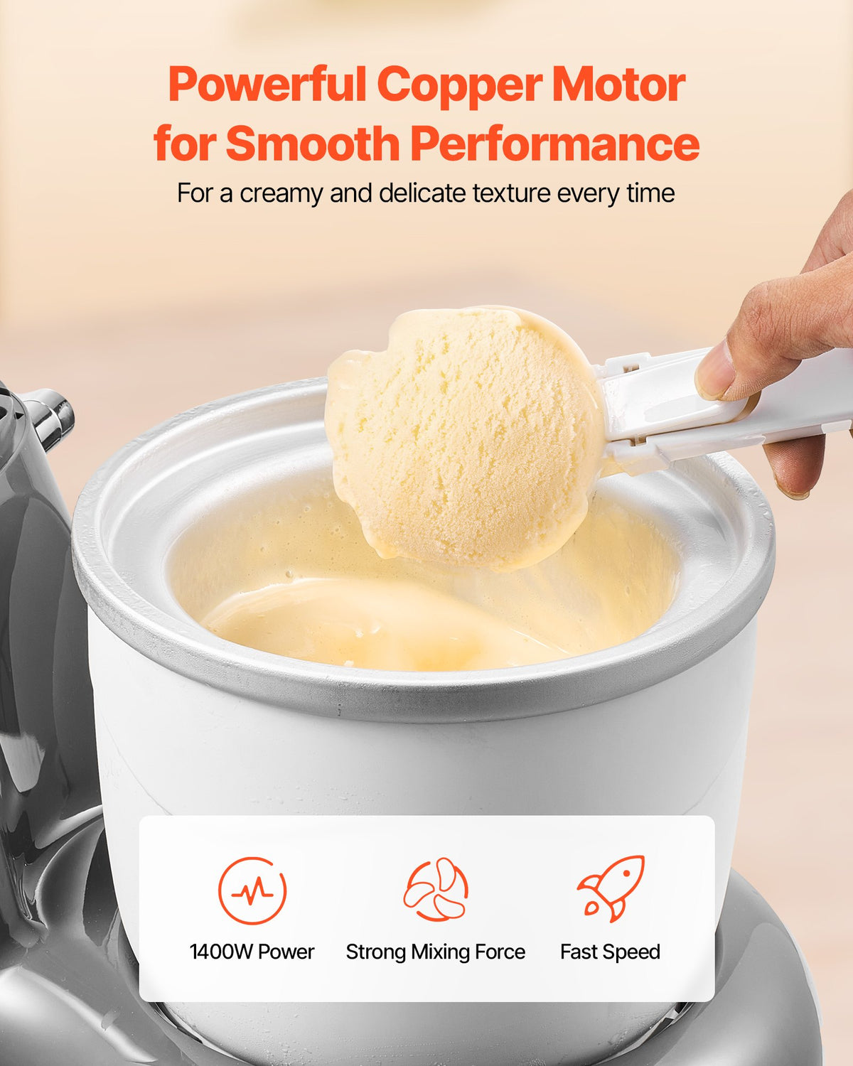 VEVOR Ice Cream Maker, 1.7 L Capacity, 6-Speed Electric Stand Mixer, with LED Digital Display & Timer, Mixing Paddle, Dough Hook, Splash Guard, for Homemade Frozen Yogurt Fruit Sorbet Gelato, Grey