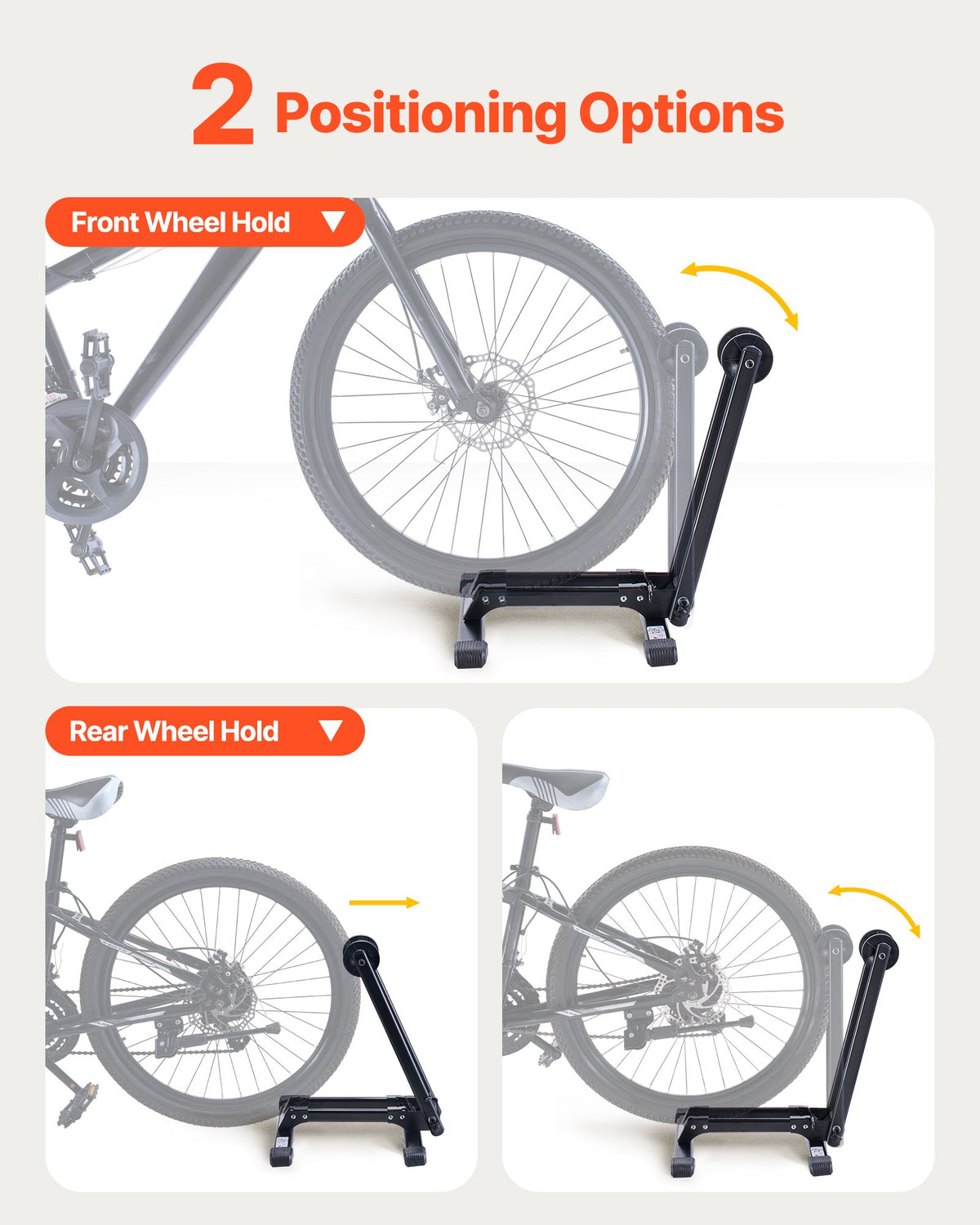 VEVOR Bike Rack, Fits 508 to 685.8 mm Mountain & Road Bikes, Alloy Steel Rust-Resistant Bike Floor Stand Rack, Foldable Bicycle Stand for Entryway, Garage, Home Bikes Parking & Storage, 1 Pack, Black