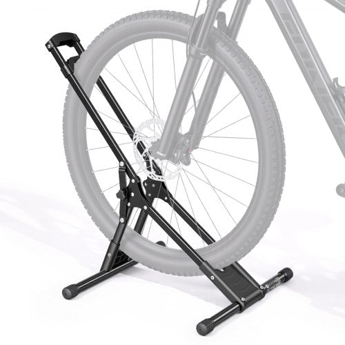 VEVOR Bike Stand, Foldable Freestanding Bike Storage Rack, Carbon Steel Garage Bicycle Floor Stand, Fits 508-737 mm Wheel Diameters, Drill-Free Installation, Ideal for Garage, Apartment, Home, Black