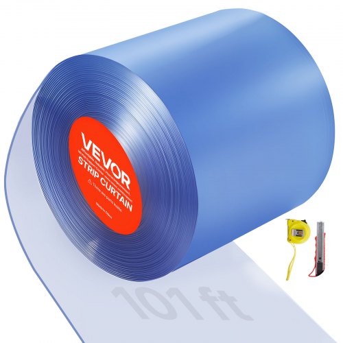 VEVOR Clear PVC Strip Curtain, 30.8 m Length x 30.5 cm Width, Thermal Insulating Plastic Door Strip Bulk Roll, Walk in Freezer Cooler Curtain Strips for Doorways of Supermarket, Garage, Warehouse