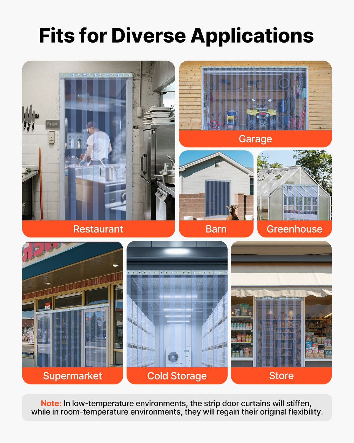 VEVOR Clear PVC Strip Curtain, 30.8 m Length x 30.5 cm Width, Thermal Insulating Plastic Door Strip Bulk Roll, Walk in Freezer Cooler Curtain Strips for Doorways of Supermarket, Garage, Warehouse