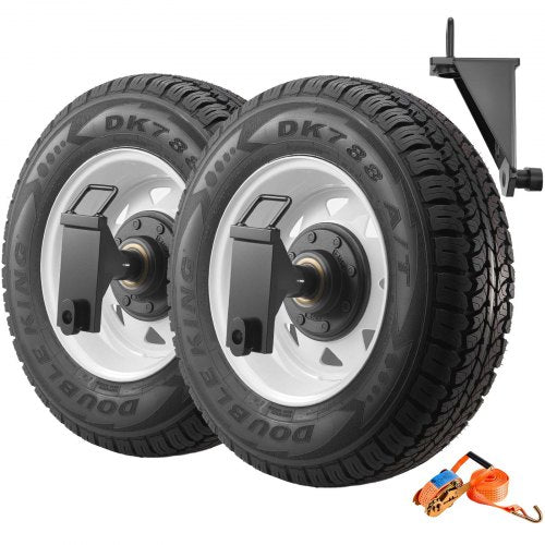 VEVOR Shipping Container Wheels 8-Lug Wheels Kit, Heavy Duty Shipping Container Accessories with Ratchet Tie Down-Moves 6 m-12 m, Secure Transport for Dock, Warehouse, Construction Site, Black