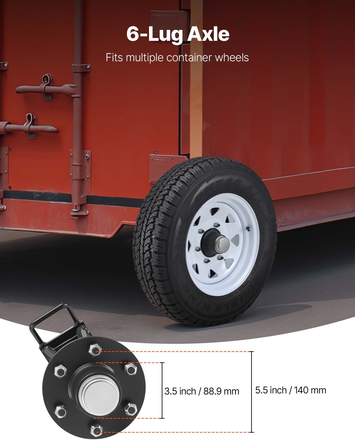 VEVOR Shipping Container Wheels 6-Lug Wheels Kit