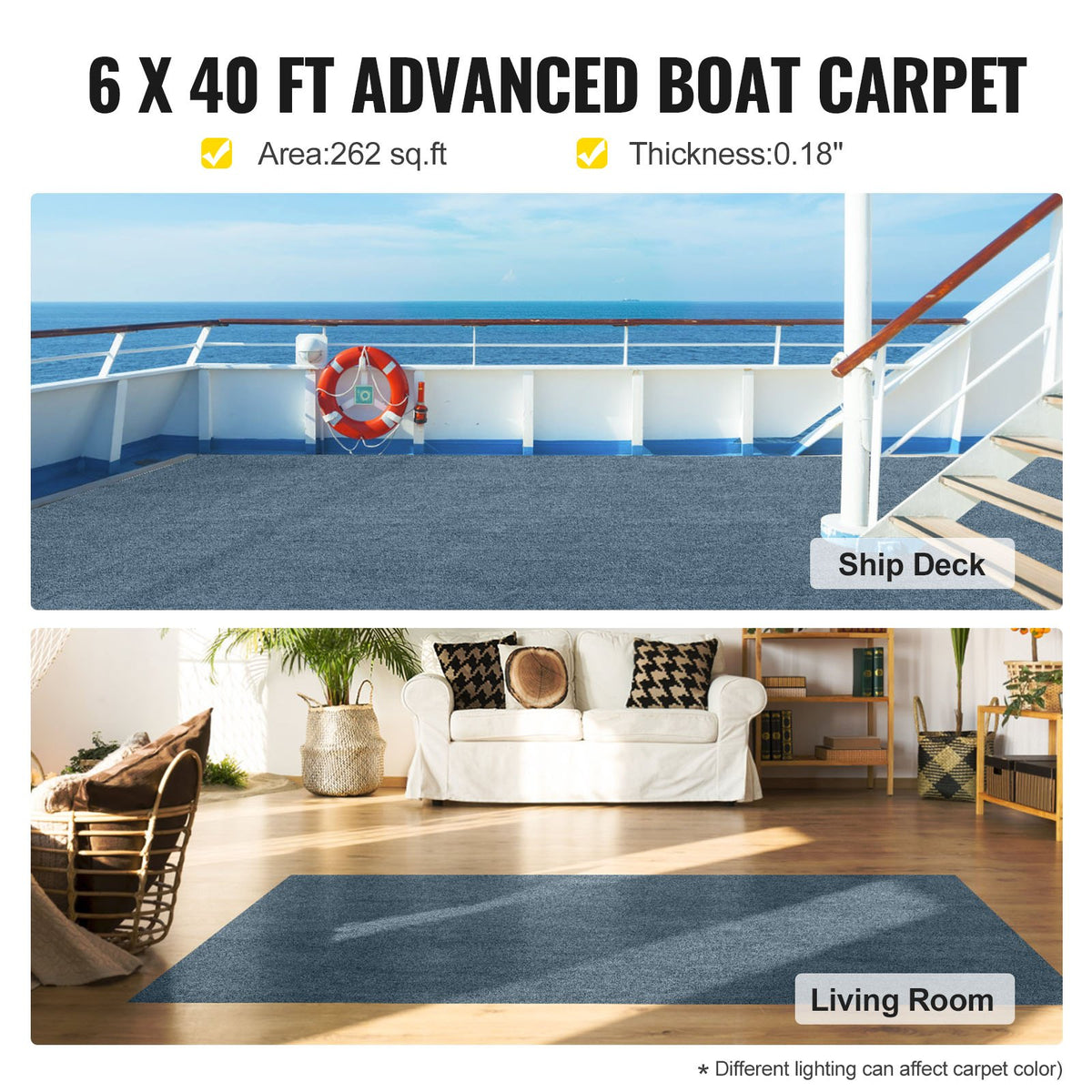 VEVOR Indoor Outdoor Rug Carpet 5.9x39.3' Outdoor Rug with Waterproof Back Outdoor Rug for Patio Porch Deck Garage Outdoor Area Rug Runner Anti-Slide Porch Rug No Mildew Kitchen Rugs(Grey