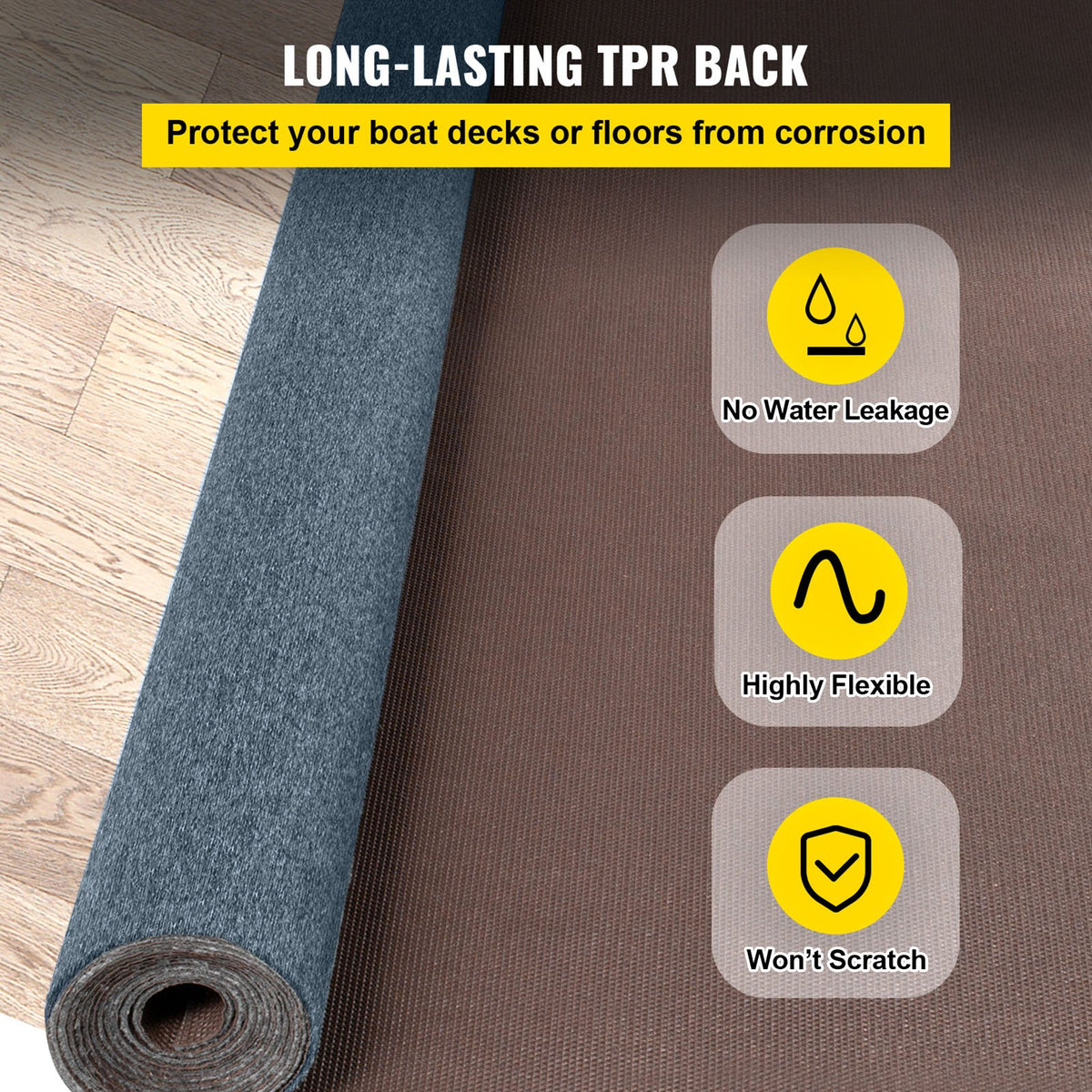 VEVOR Indoor Outdoor Rug Carpet 5.9x39.3' Outdoor Rug with Waterproof Back Outdoor Rug for Patio Porch Deck Garage Outdoor Area Rug Runner Anti-Slide Porch Rug No Mildew Kitchen Rugs(Grey