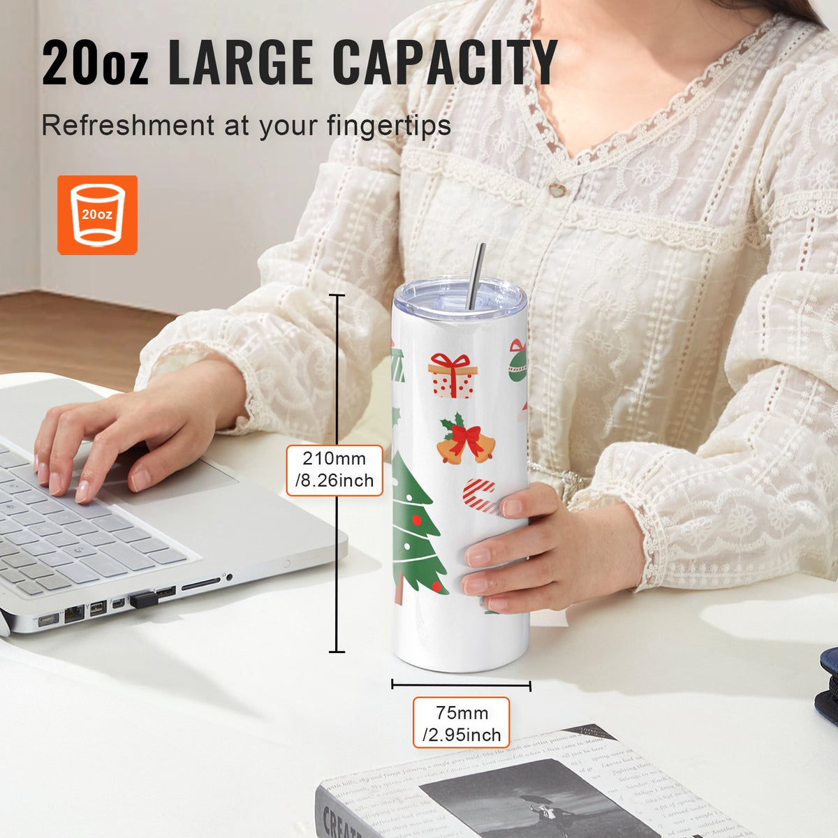 VEVOR 16 Pack Straight Sublimation Tumblers, 20 oz/567 g Blank Tumbler Bulk, Stainless Steel Double Wall Tumbler Cups with Straw, Lid, Brush, Base, Shrink Wrap, Gift Box, for Heat Press and Heat Transfer