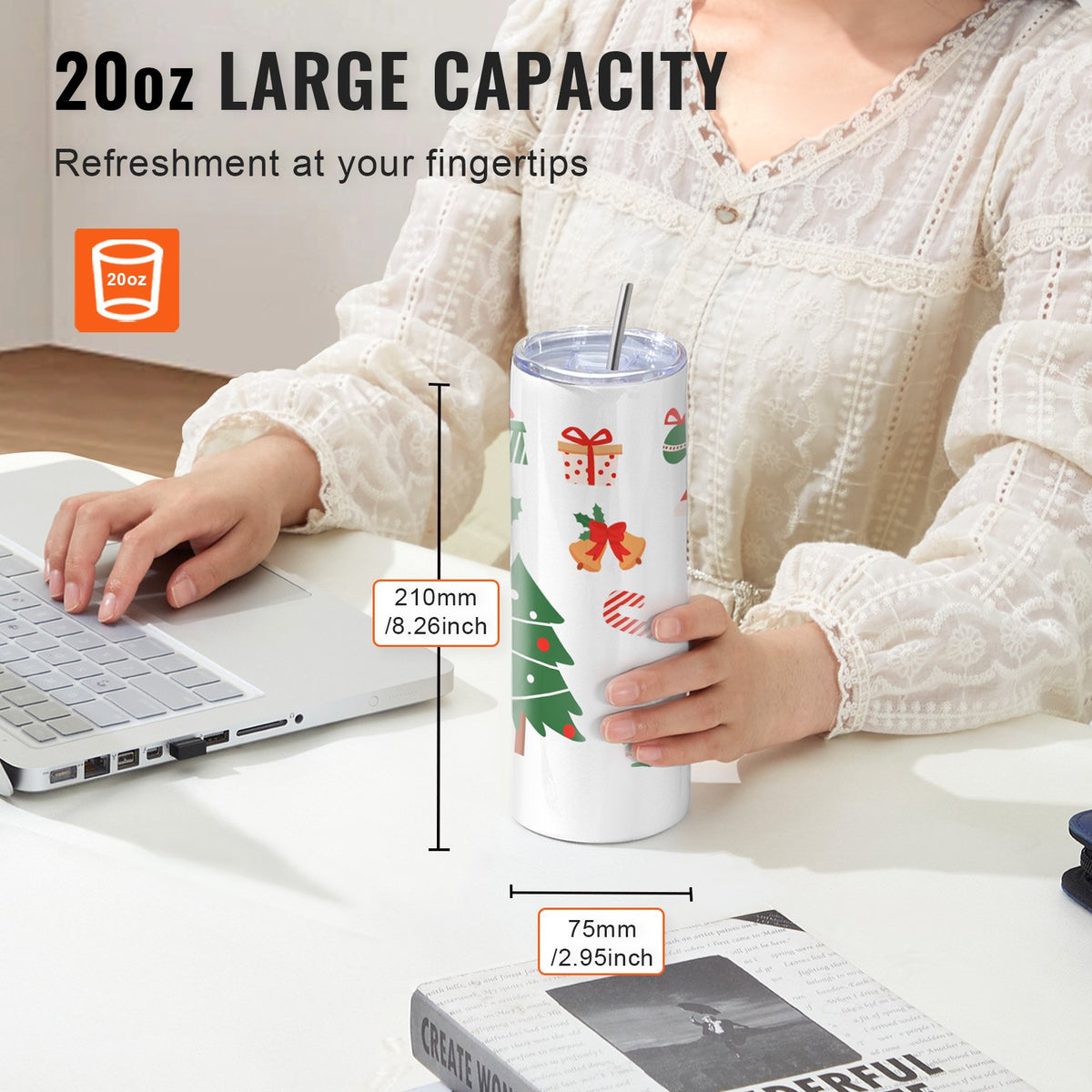 VEVOR 50 Pack Straight Sublimation Tumblers, 20 oz/567 g Blank Tumbler Bulk, Stainless Steel Double Wall Tumbler Cups with Straw, Lid, Brush, Base, Shrink Wrap, Gift Box, for Heat Press and Heat Transfer